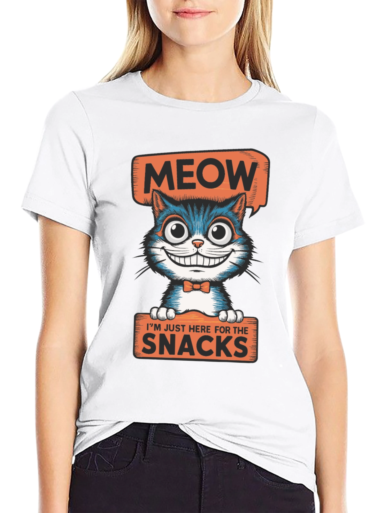 Meow Snacks Cat Graphic T-Shirt