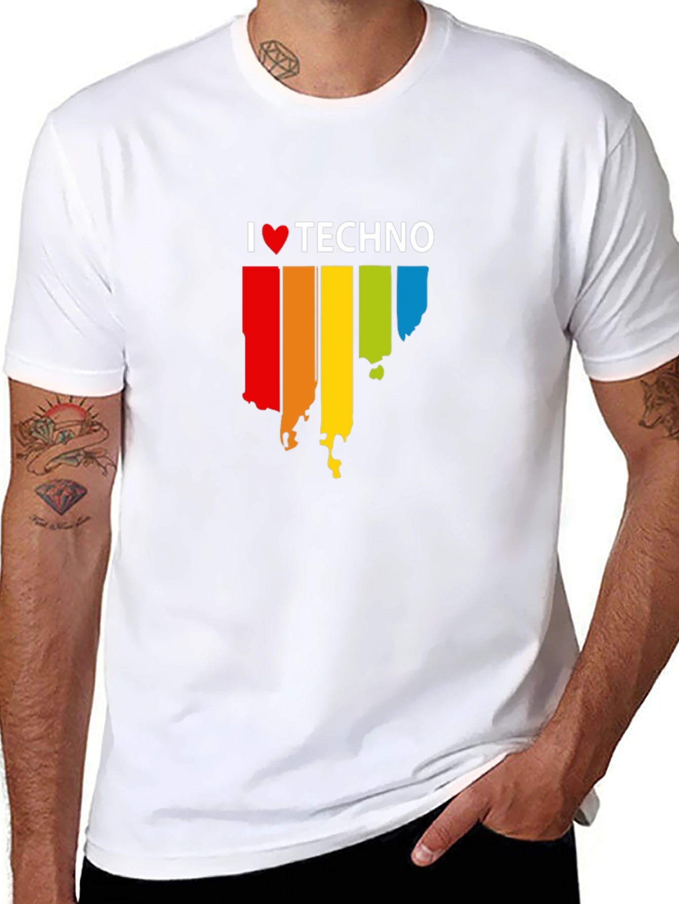 I Love Techno Graphic Black T-Shirt