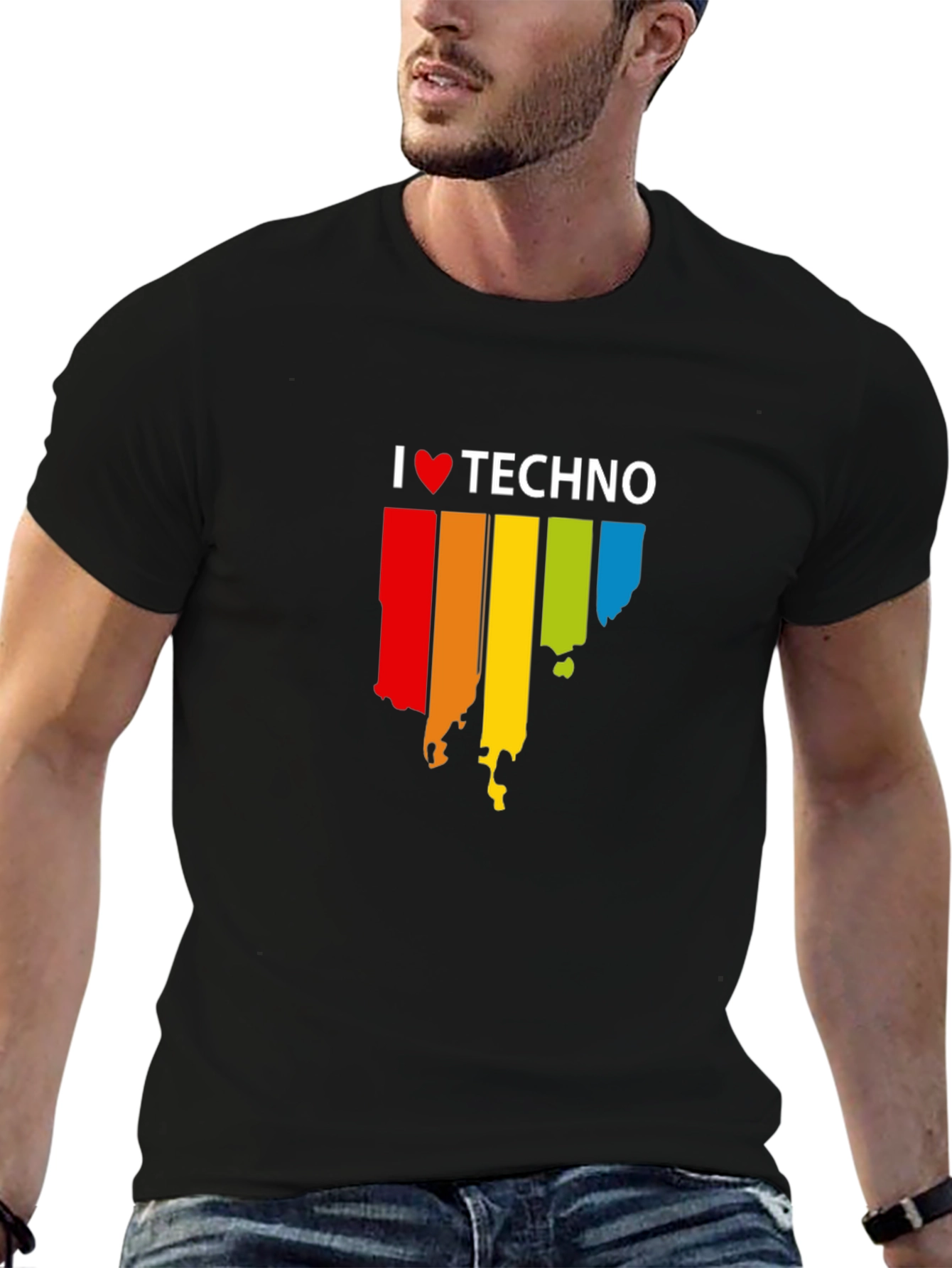 I Love Techno Graphic Black T-Shirt