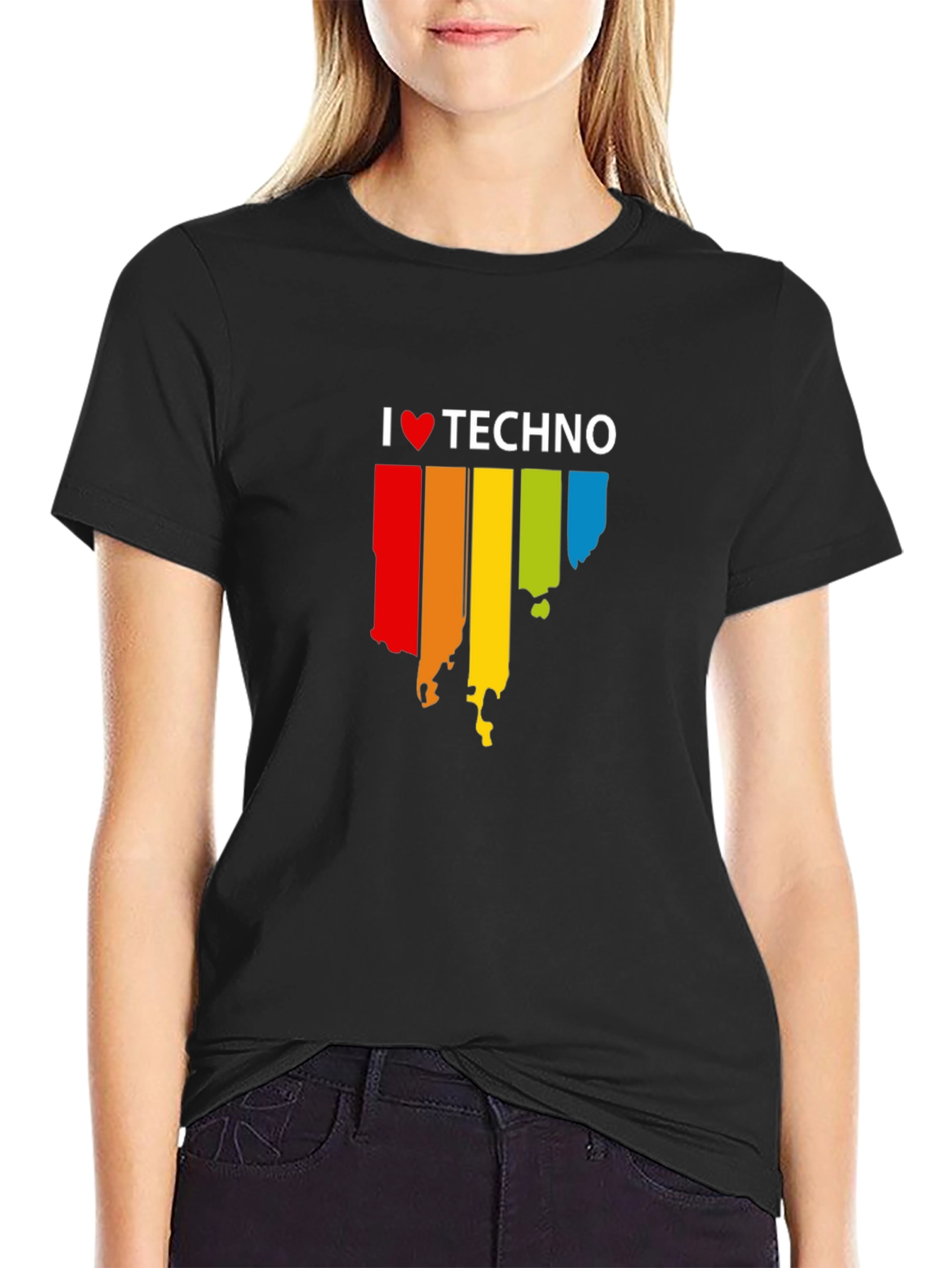 I Love Techno Graphic Black T-Shirt