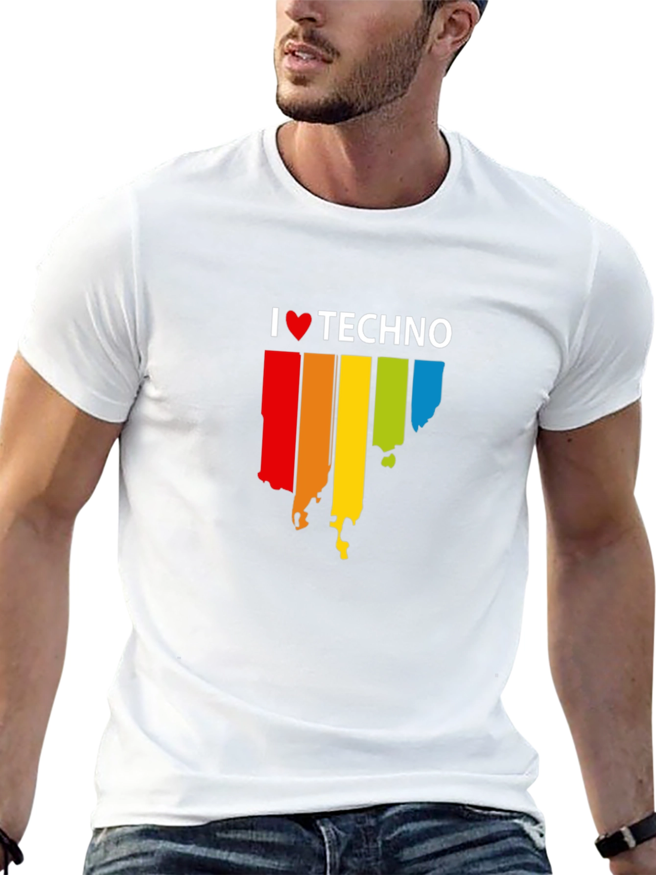 I Love Techno Graphic Black T-Shirt