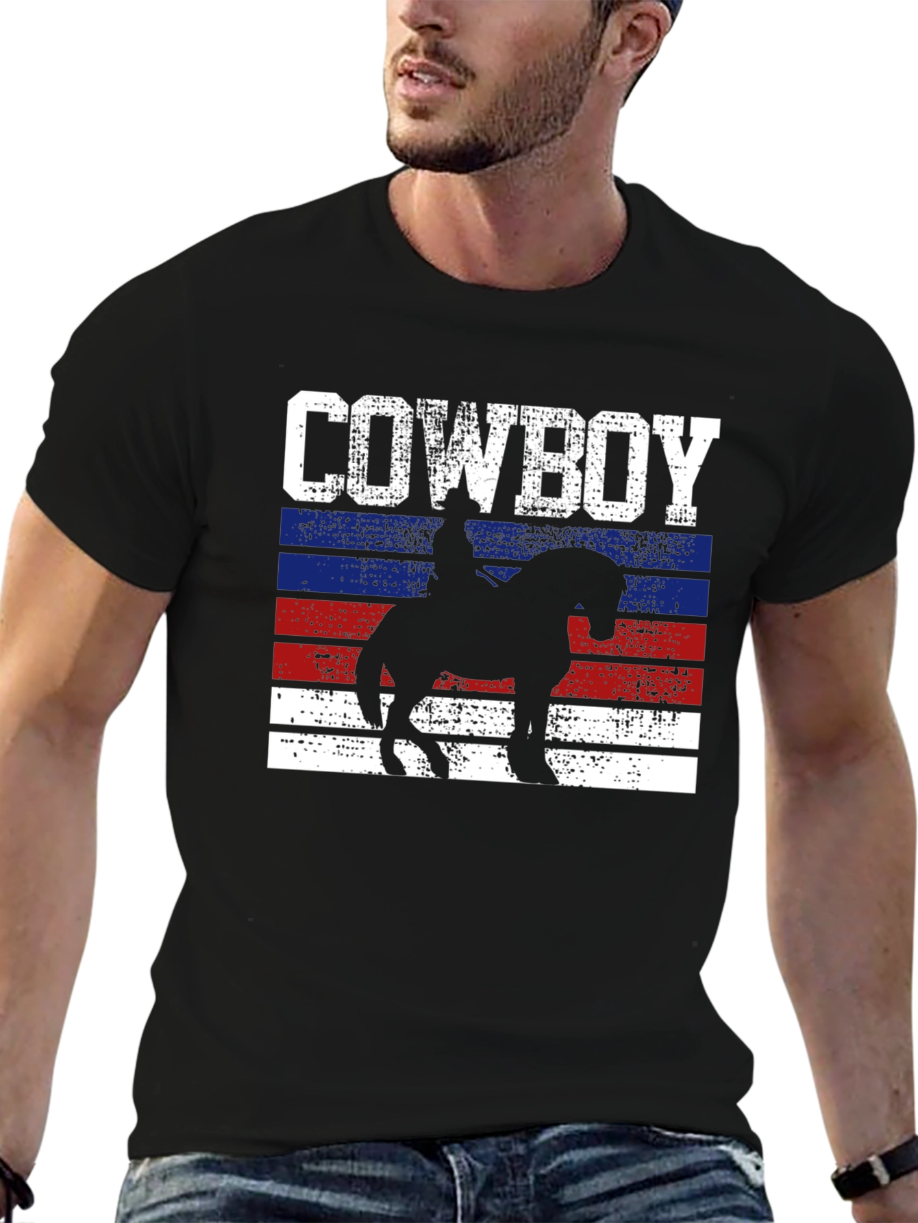 Cowboy Silhouette Graphic Tee - Western Style Shirt