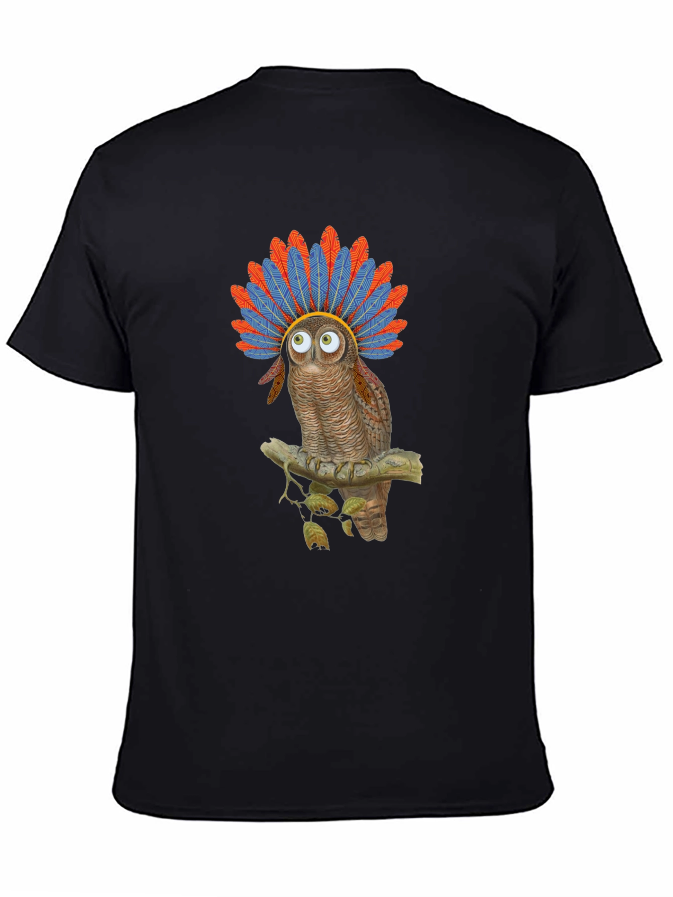 Owl Headdress Graphic T-Shirt - Quirky Bird Lover Tee