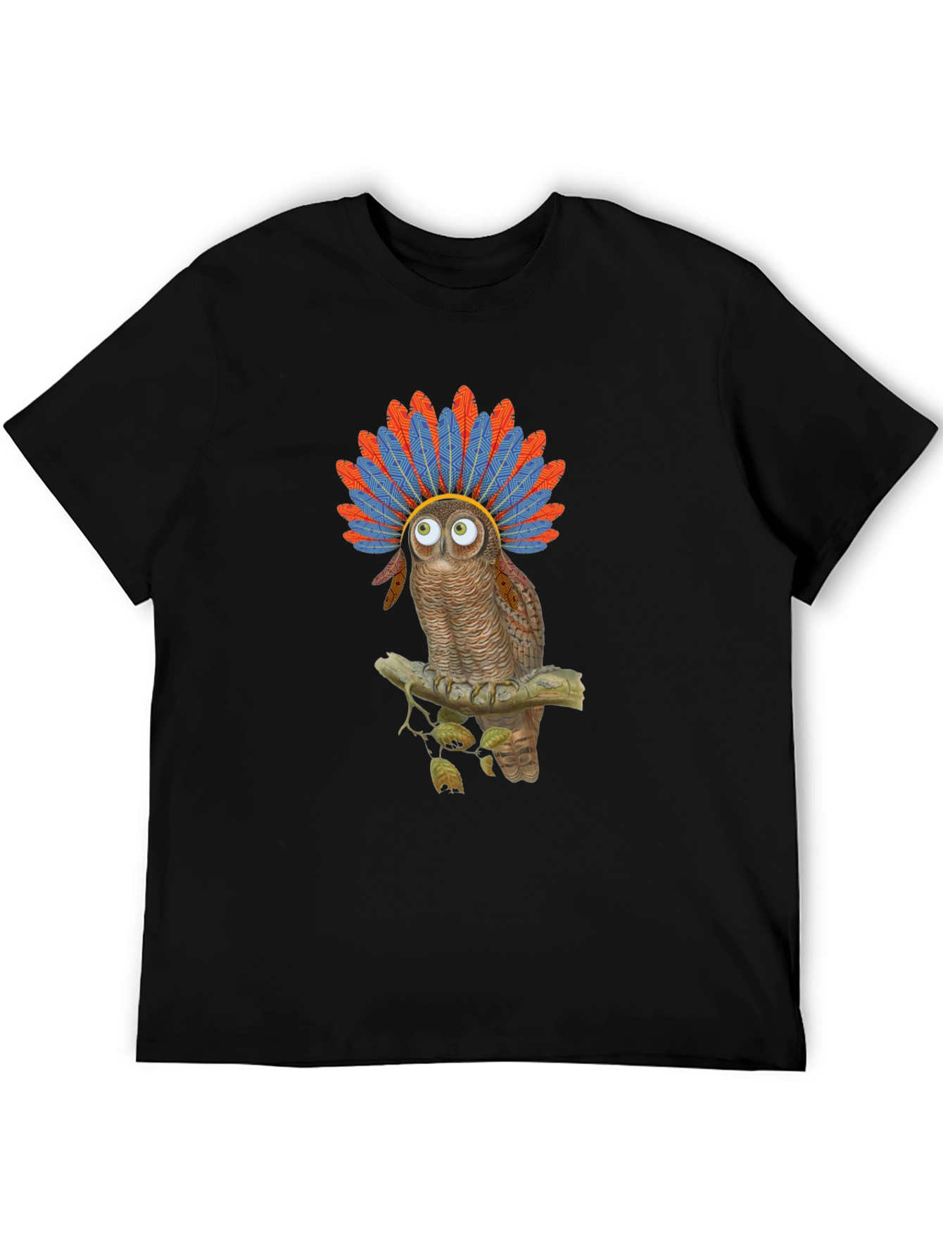 Owl Headdress Graphic T-Shirt - Quirky Bird Lover Tee