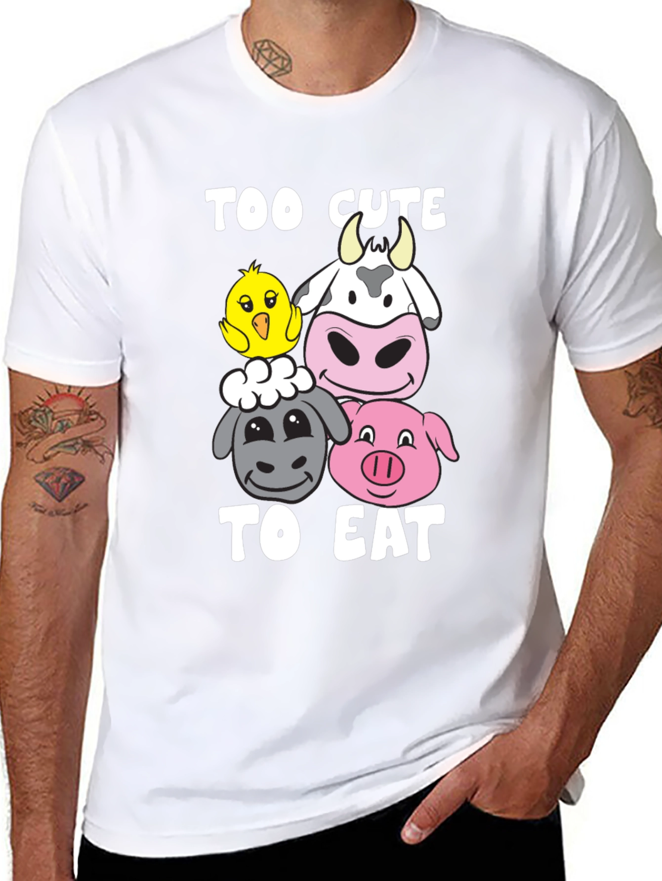 Too Cute To Eat Vegan Animal Lover T-Shirt
