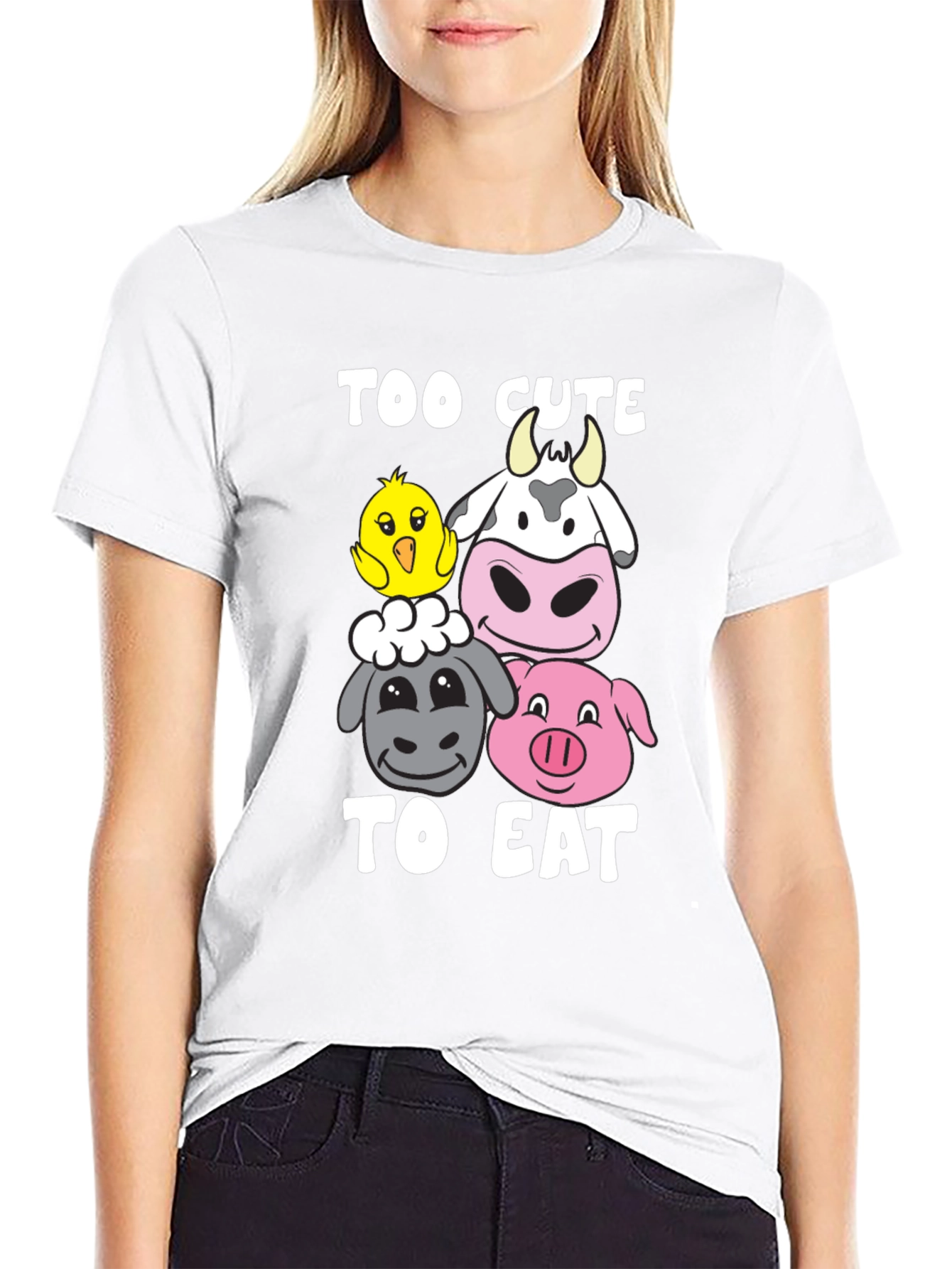 Too Cute To Eat Vegan Animal Lover T-Shirt