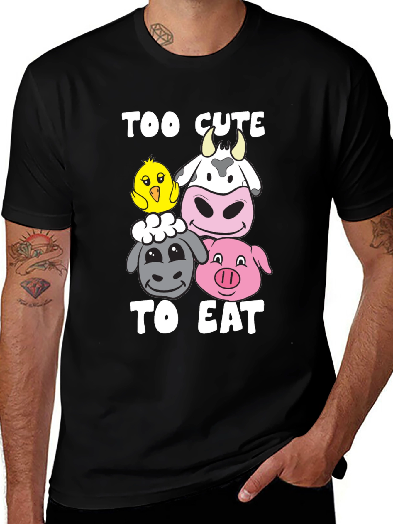 Too Cute To Eat Vegan Animal Lover T-Shirt