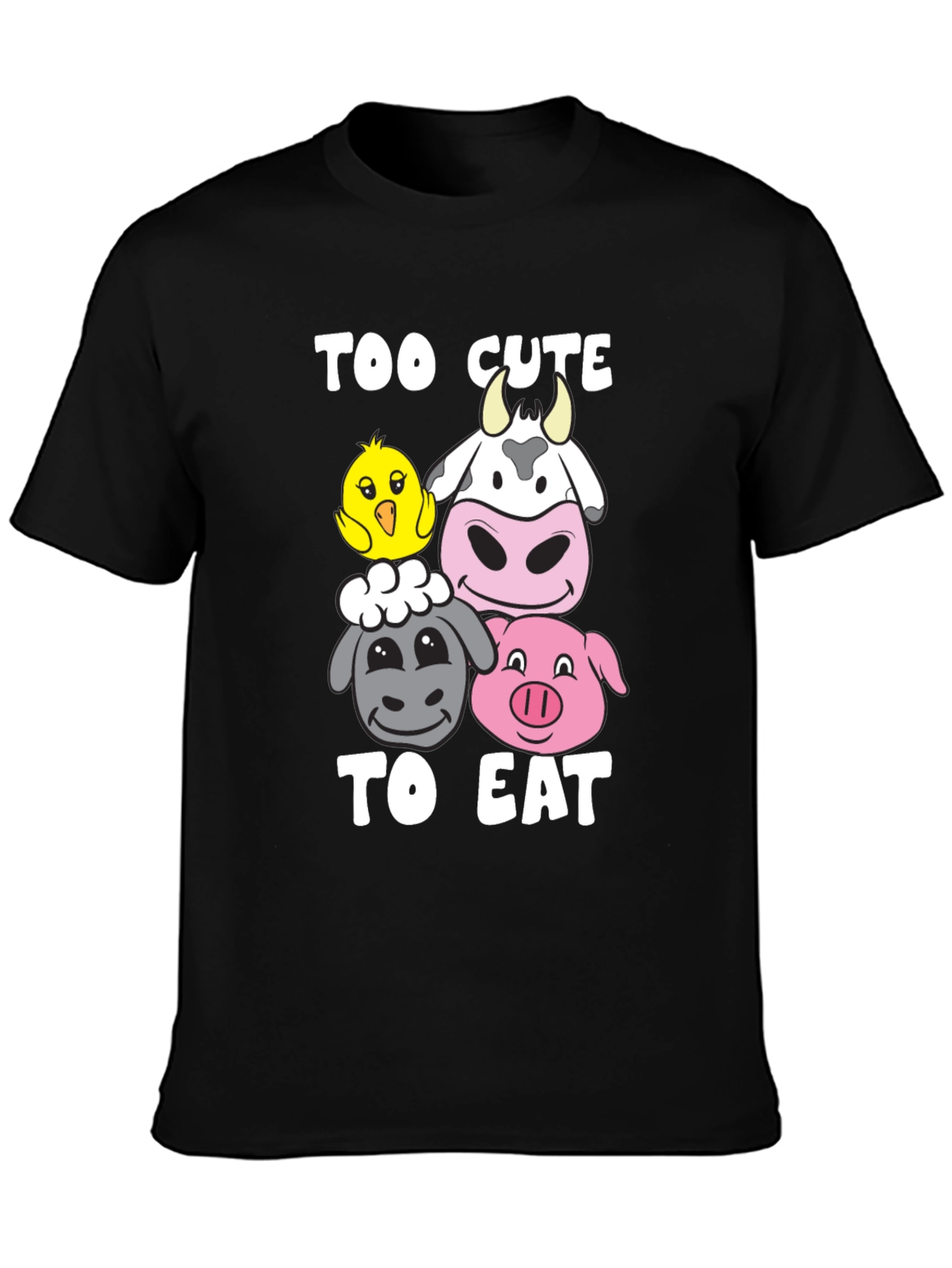 Too Cute To Eat Vegan Animal Lover T-Shirt