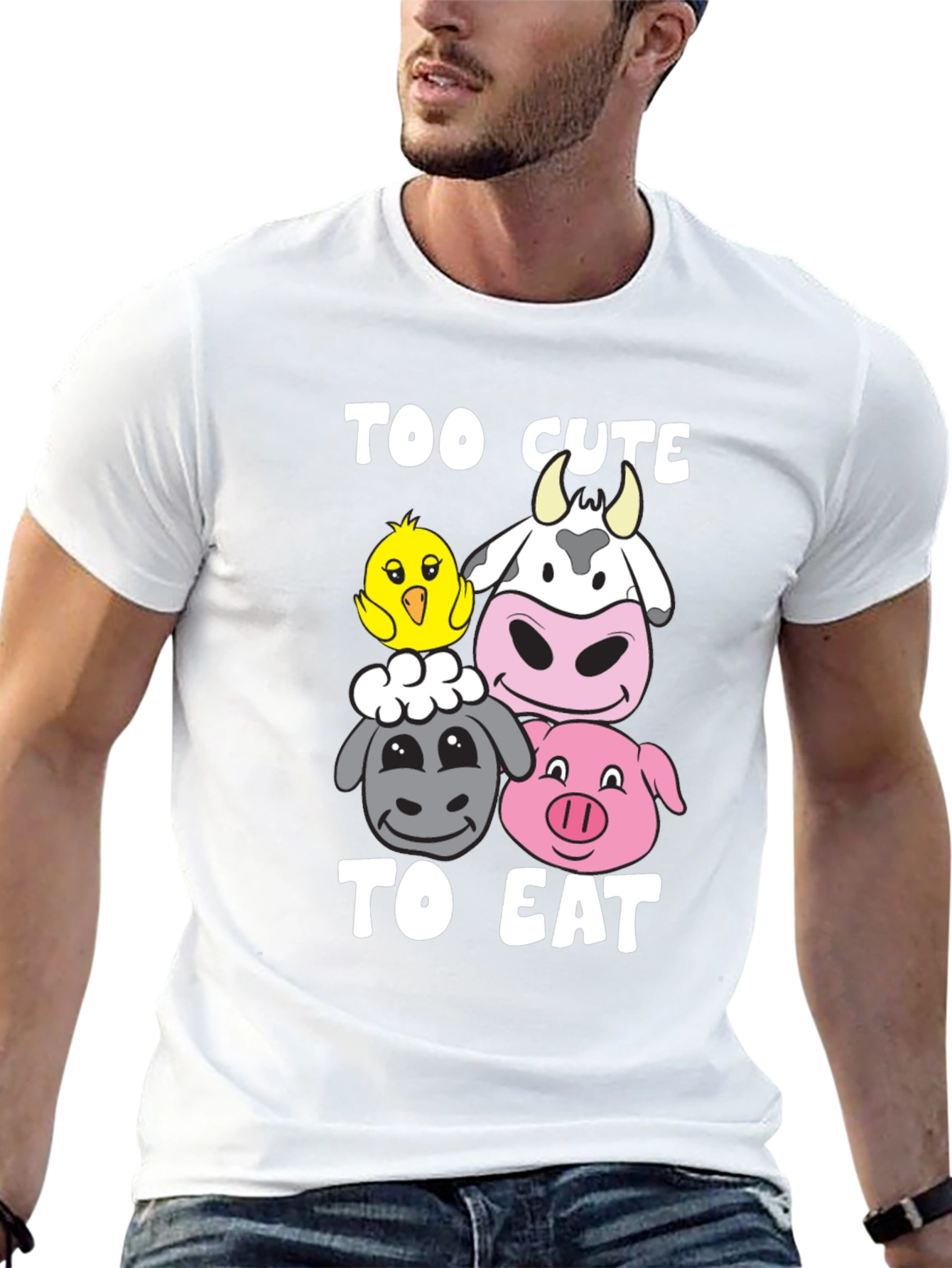 Too Cute To Eat Vegan Animal Lover T-Shirt
