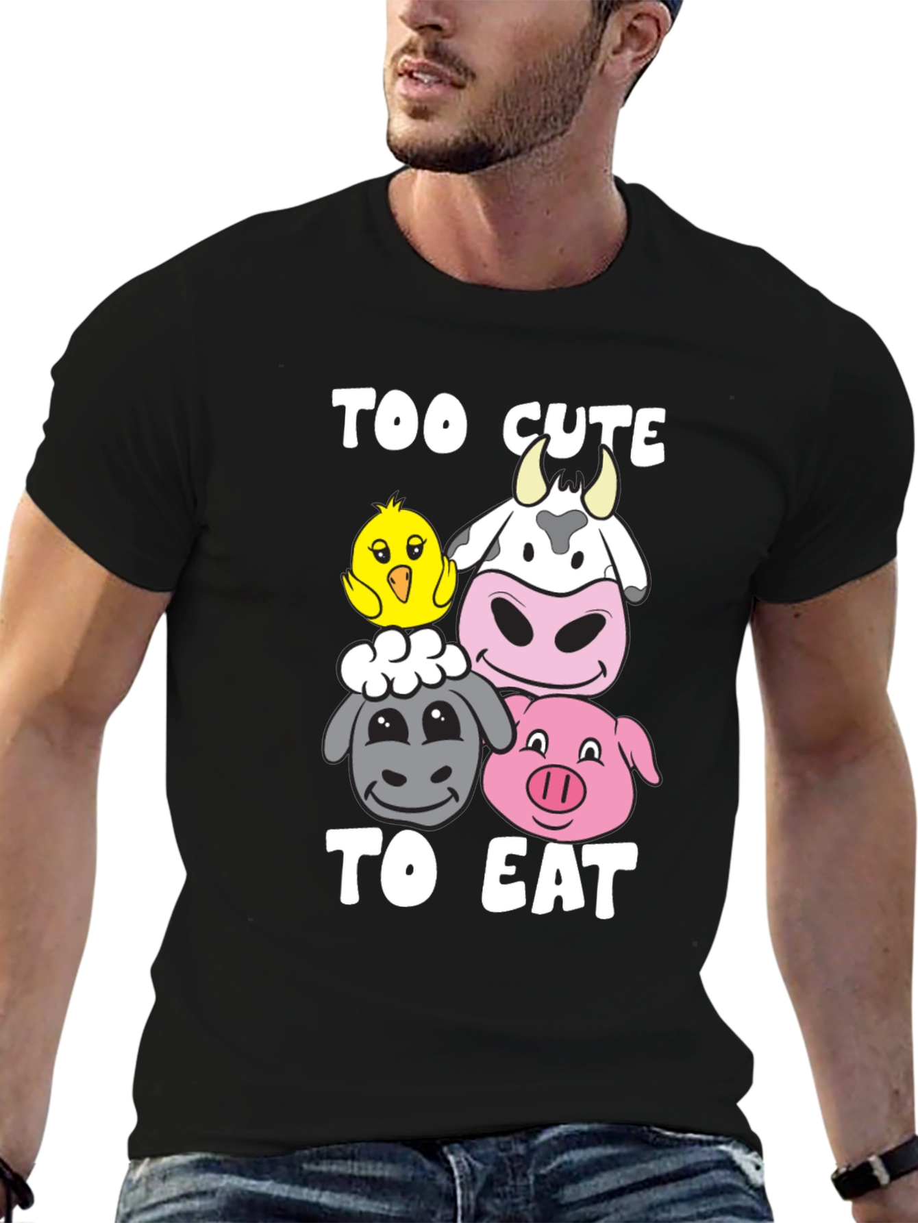 Too Cute To Eat Vegan Animal Lover T-Shirt