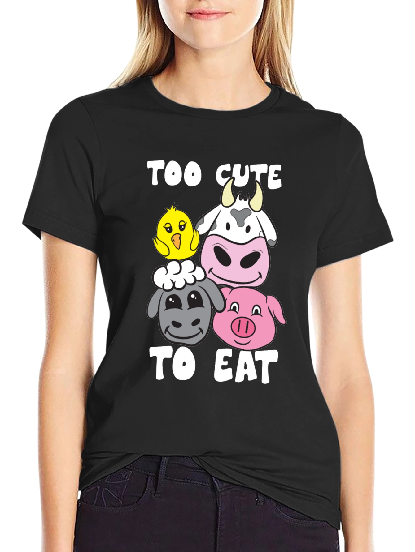 Too Cute To Eat Vegan Animal Lover T-Shirt