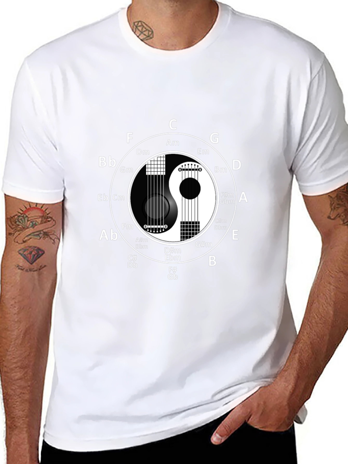 Yin Yang Guitar Music Theory T-Shirt