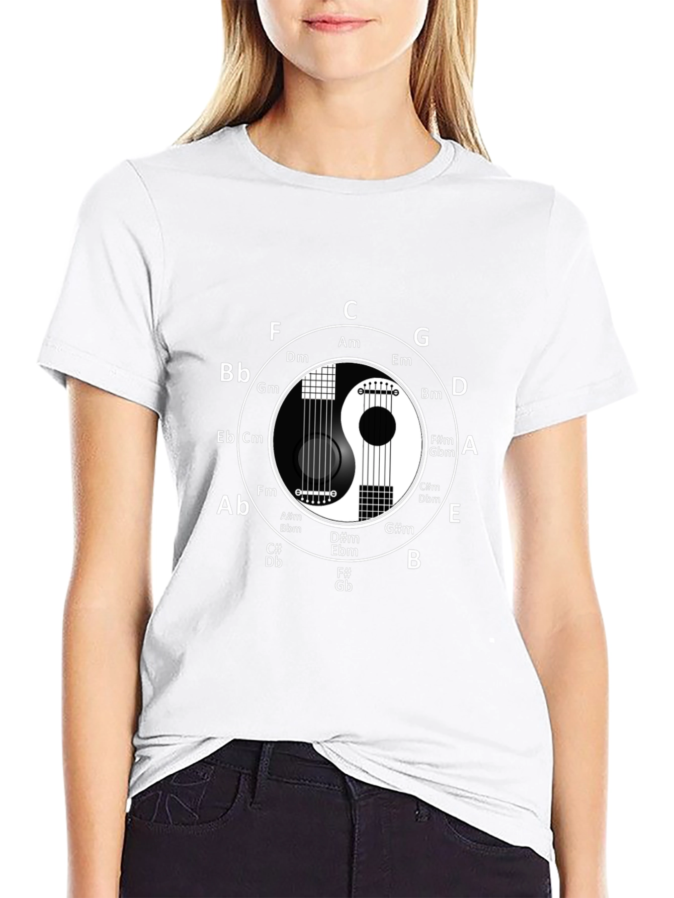 Yin Yang Guitar Music Theory T-Shirt