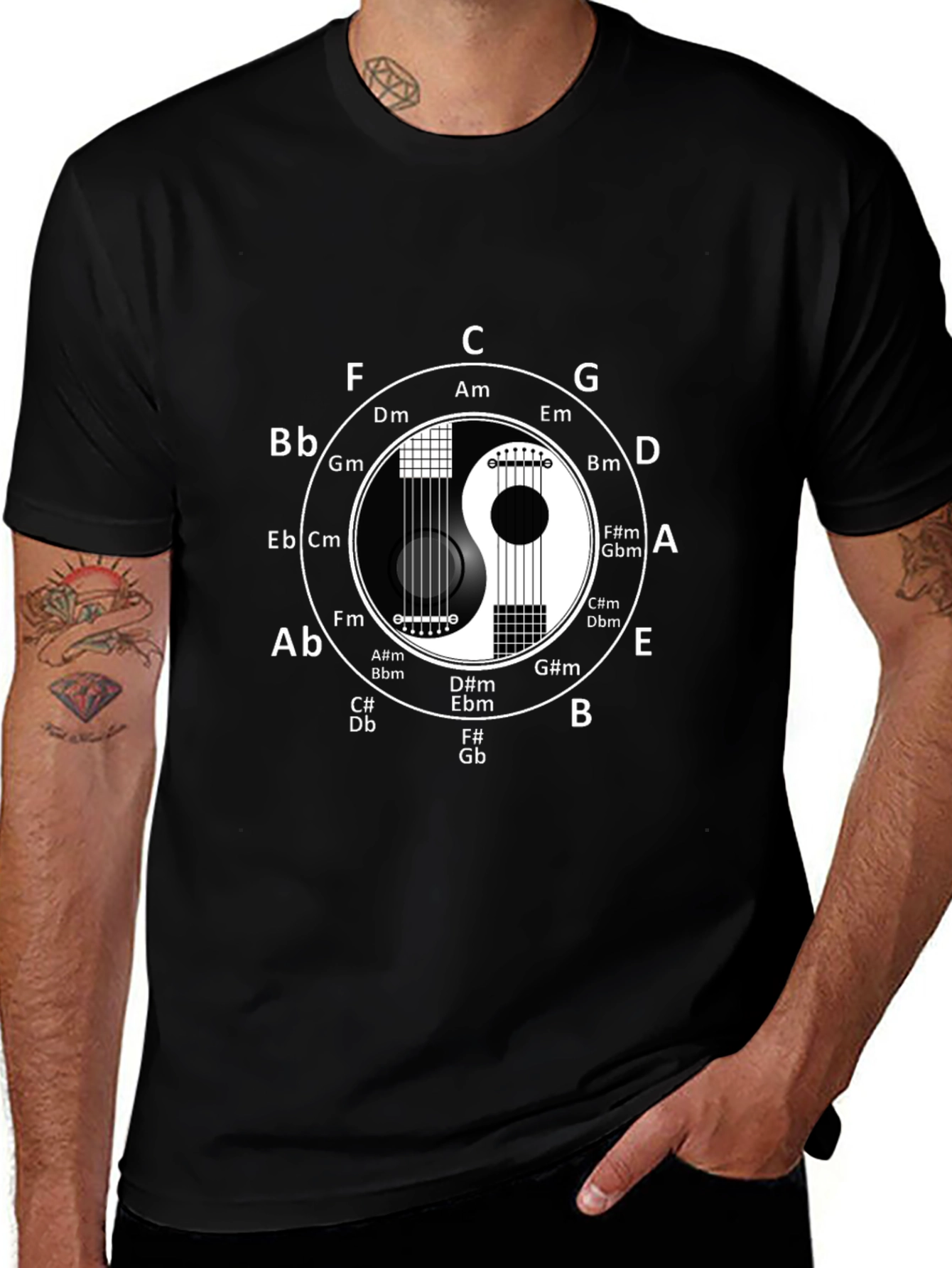 Yin Yang Guitar Music Theory T-Shirt