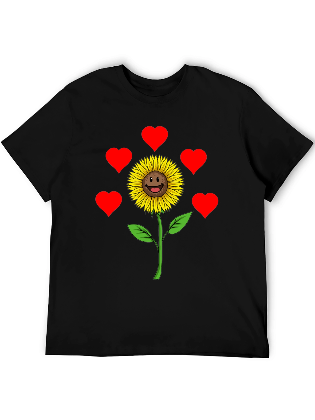 Sunflower Heart Graphic Tee - Black Casual Shirt