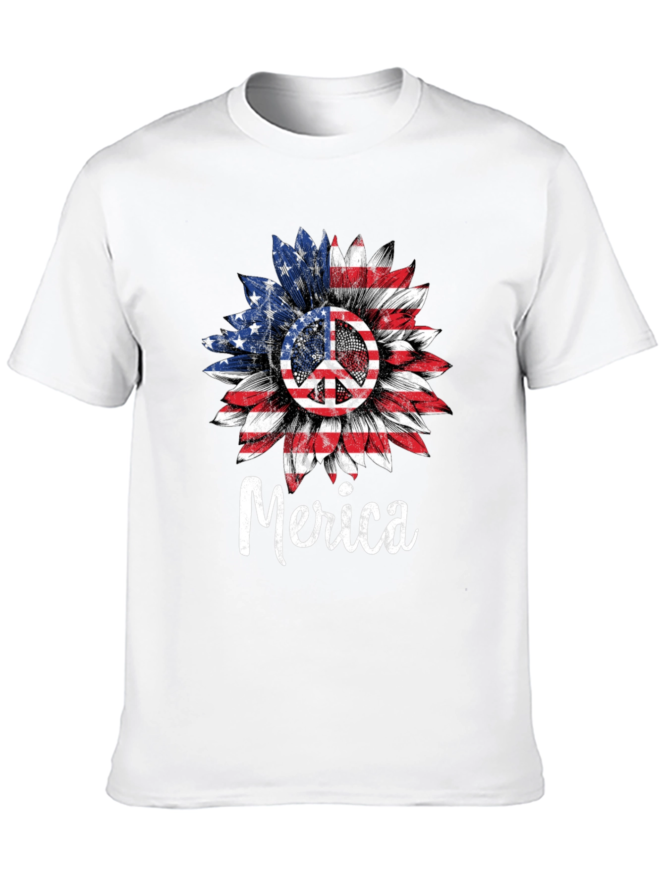 Patriotic Sunflower Peace Sign T-Shirt