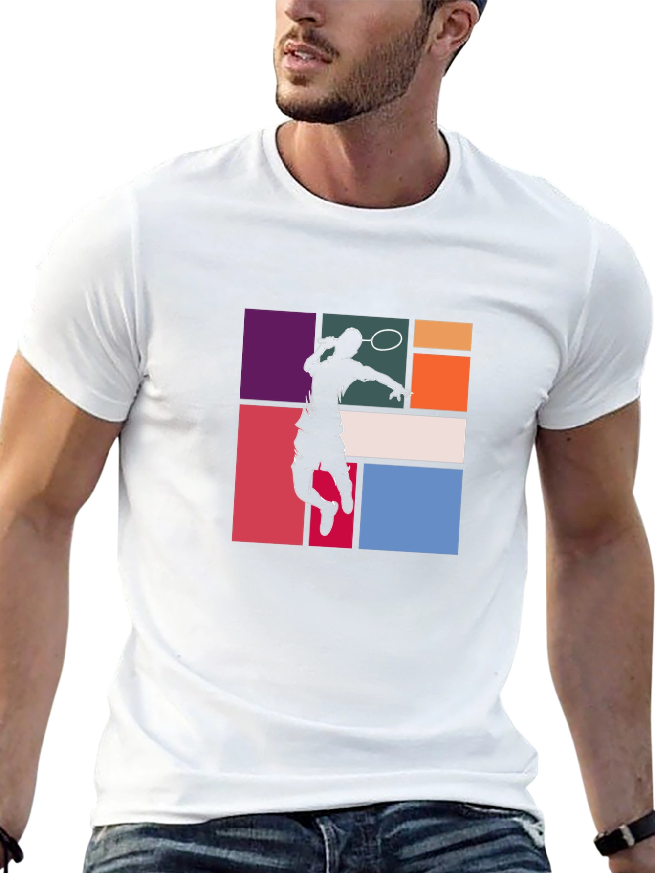 Badminton Player Graphic Tee - Black