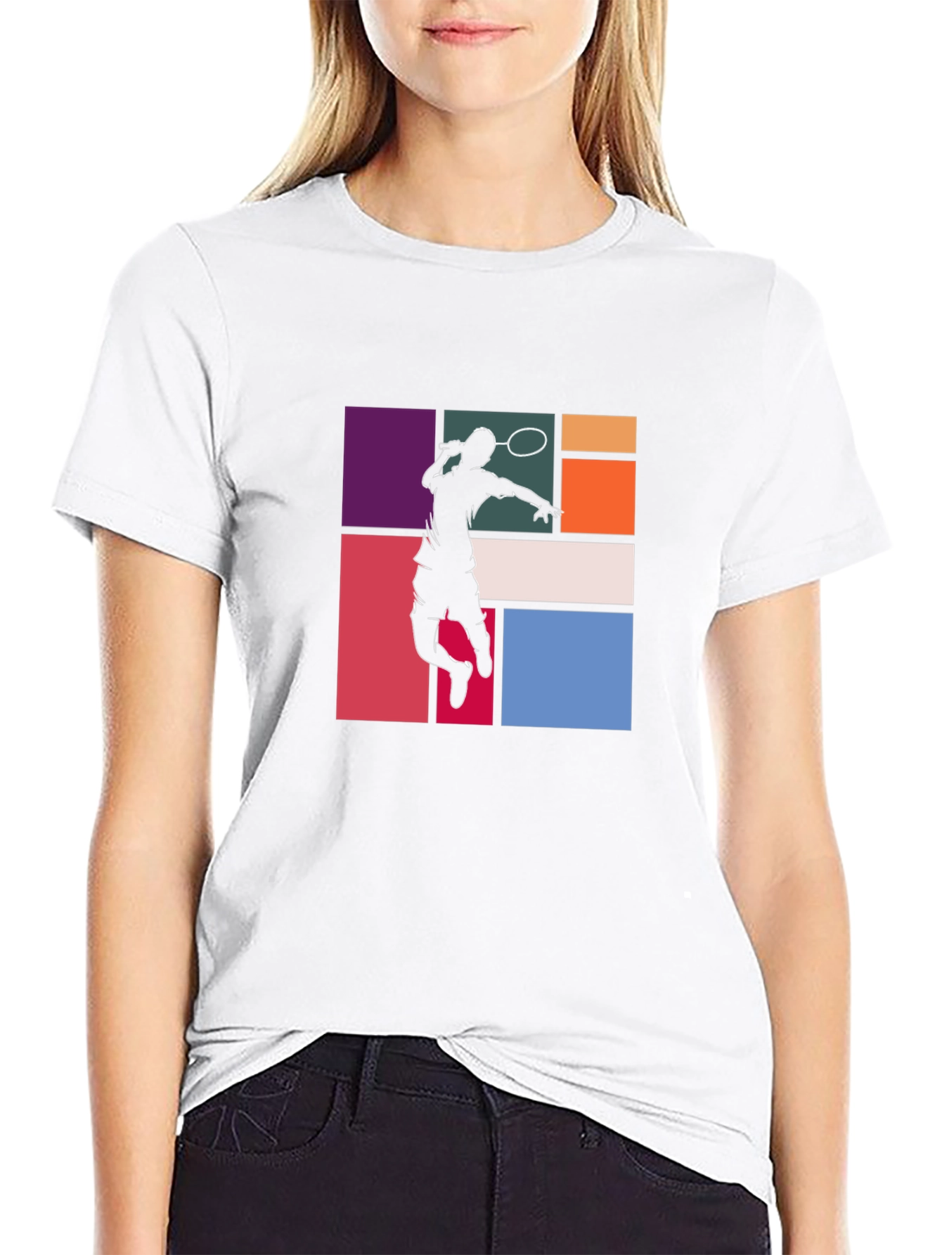 Badminton Player Graphic Tee - Black