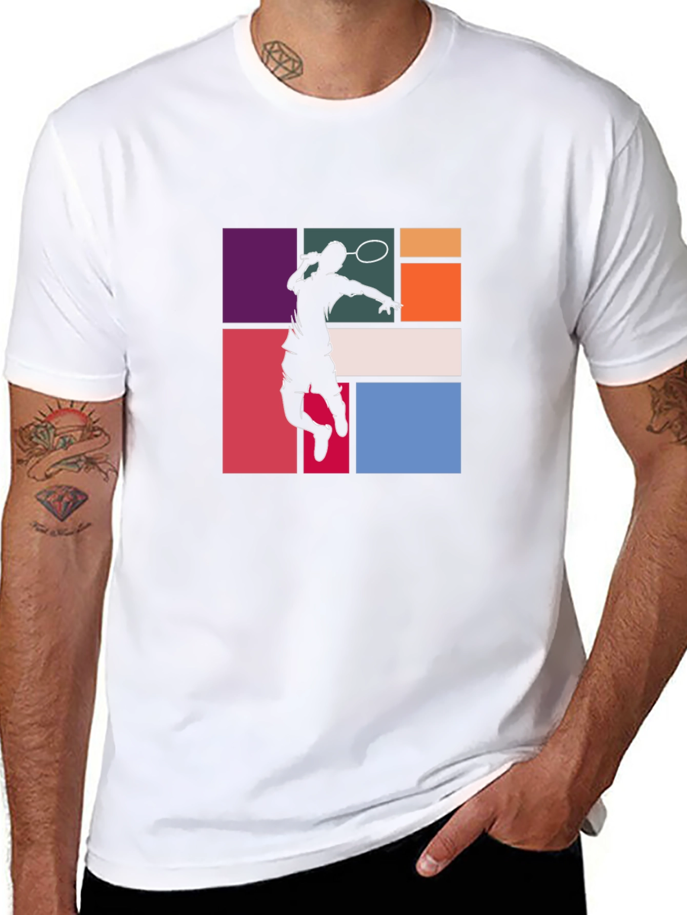 Badminton Player Graphic Tee - Black