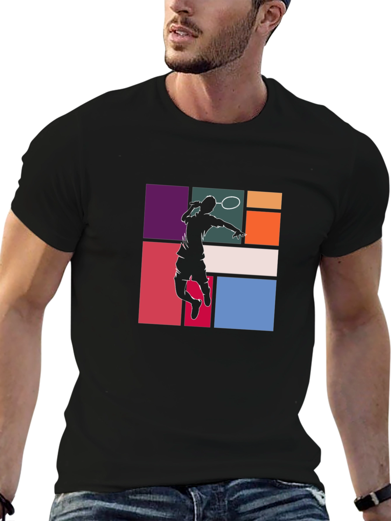Badminton Player Graphic Tee - Black