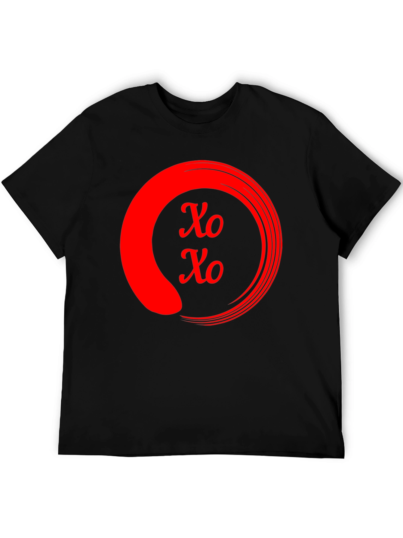 Red XO Circle Graphic Black T-Shirt