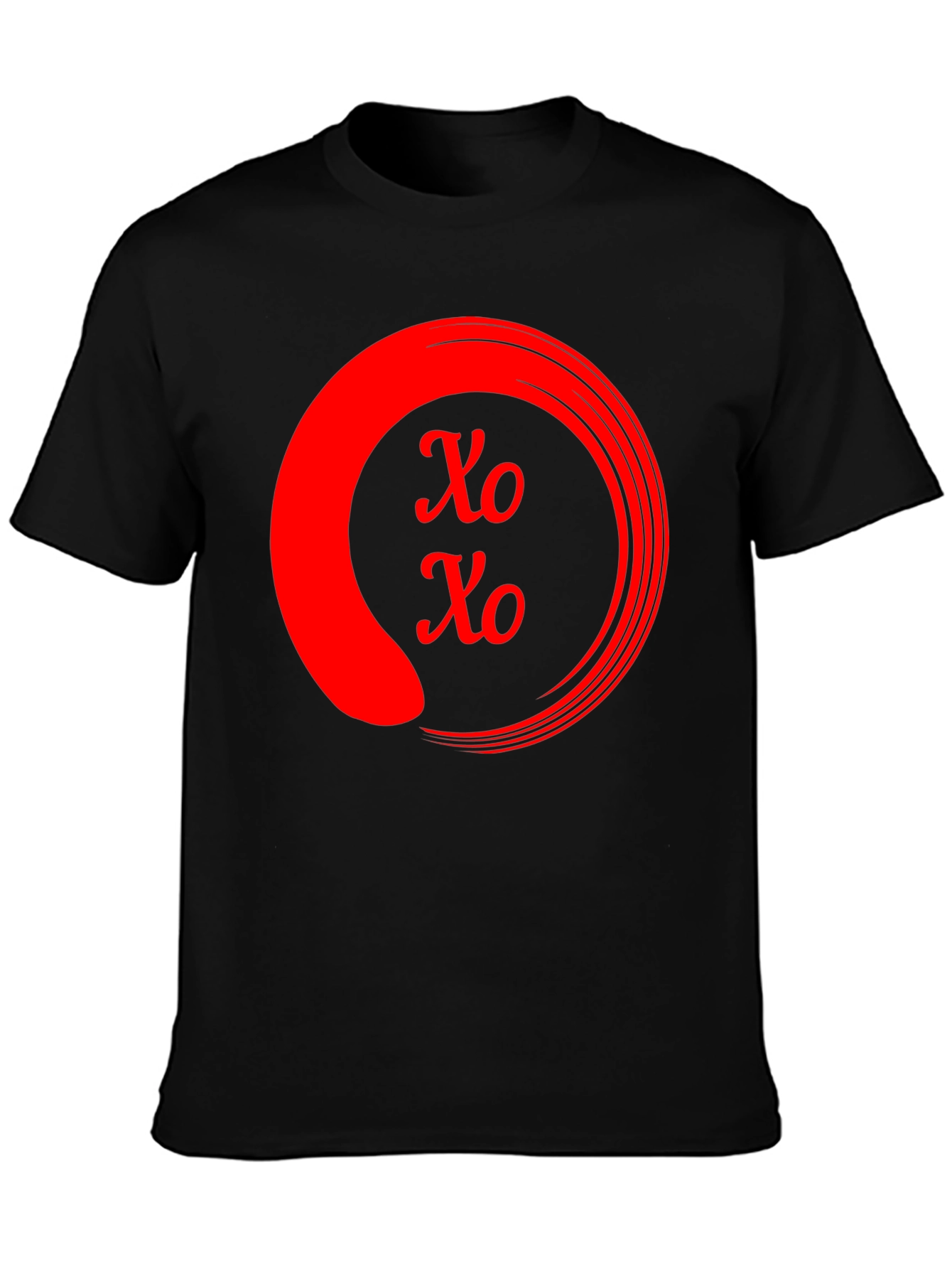 Red XO Circle Graphic Black T-Shirt