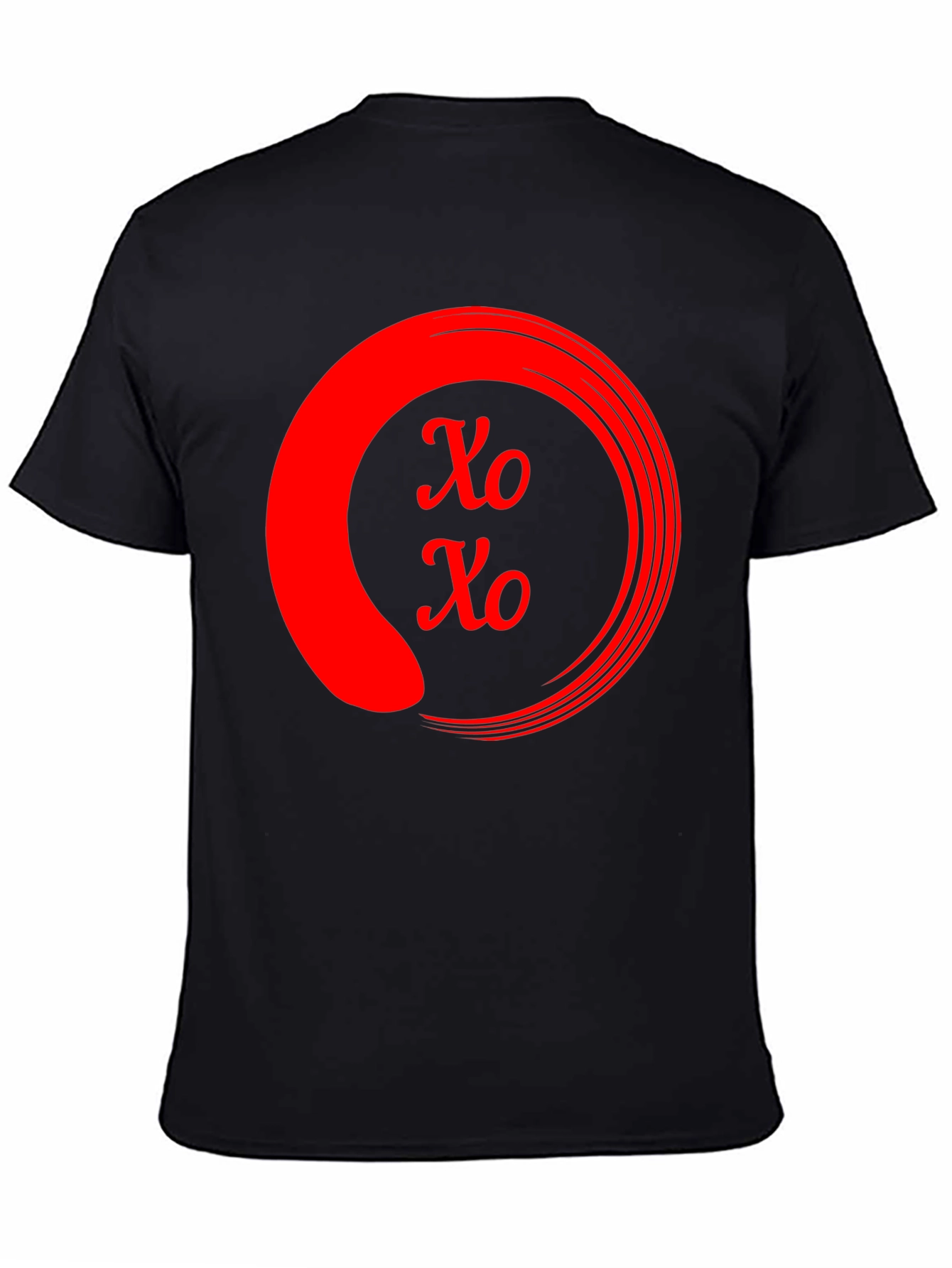 Red XO Circle Graphic Black T-Shirt