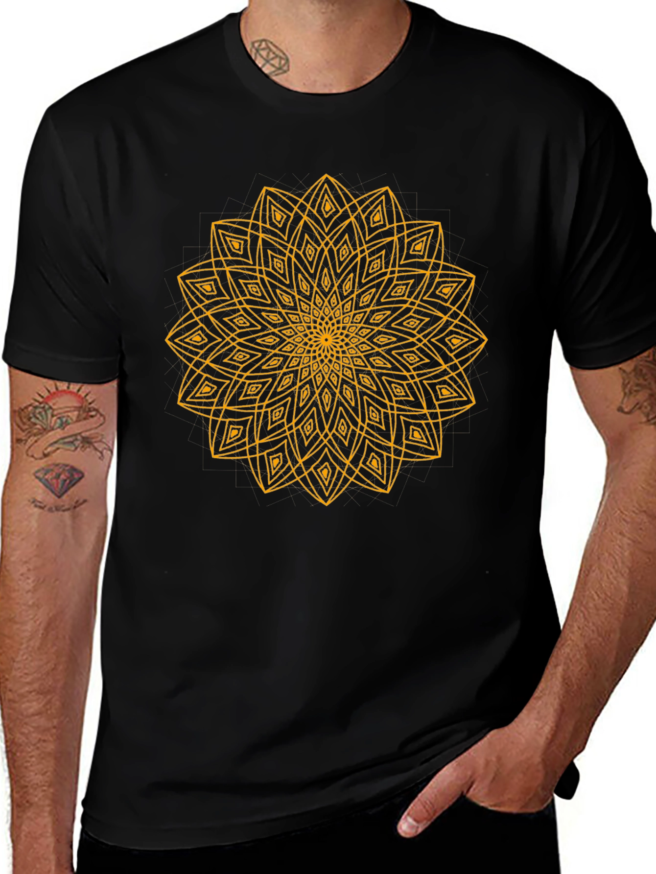 Geometric Mandala T-Shirt - Black