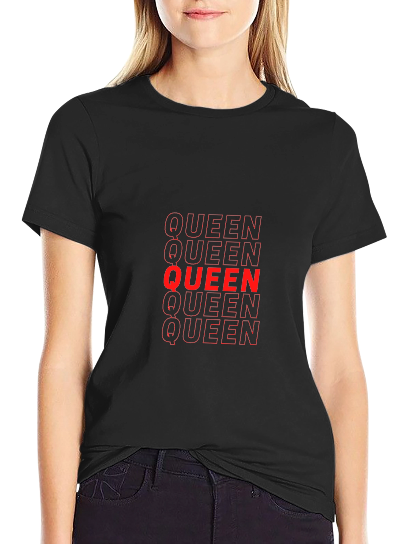 Queen Stacked Graphic T-Shirt - Black