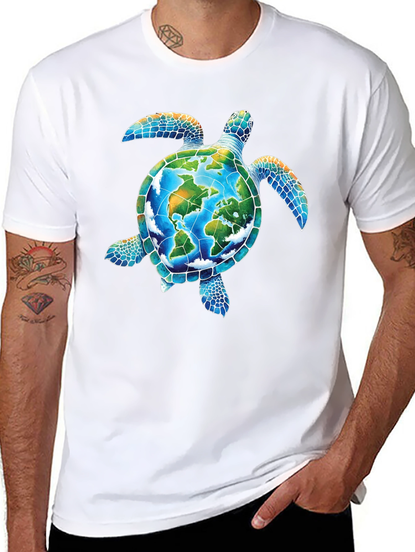 Earth Turtle Graphic Tee - Save the Planet T-Shirt