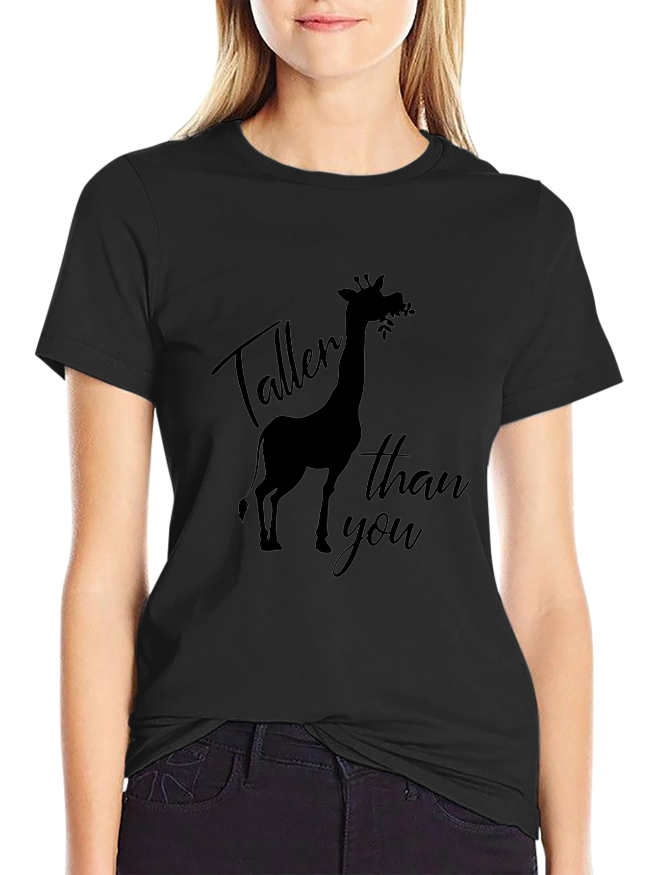 Taller Than You Giraffe Graphic Tee - Black
