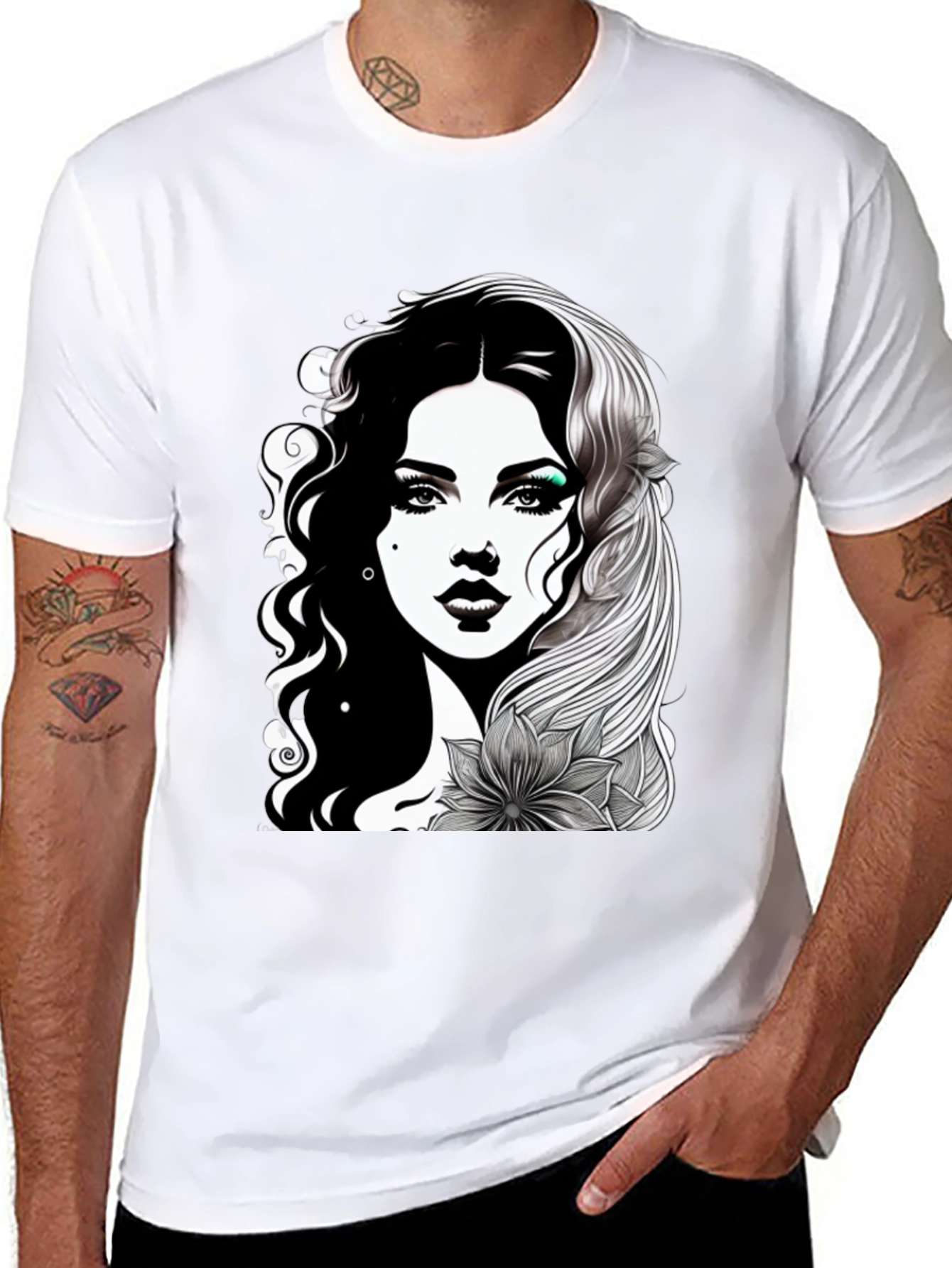 Elegant Woman Graphic Tee - Stylish Black T-Shirt