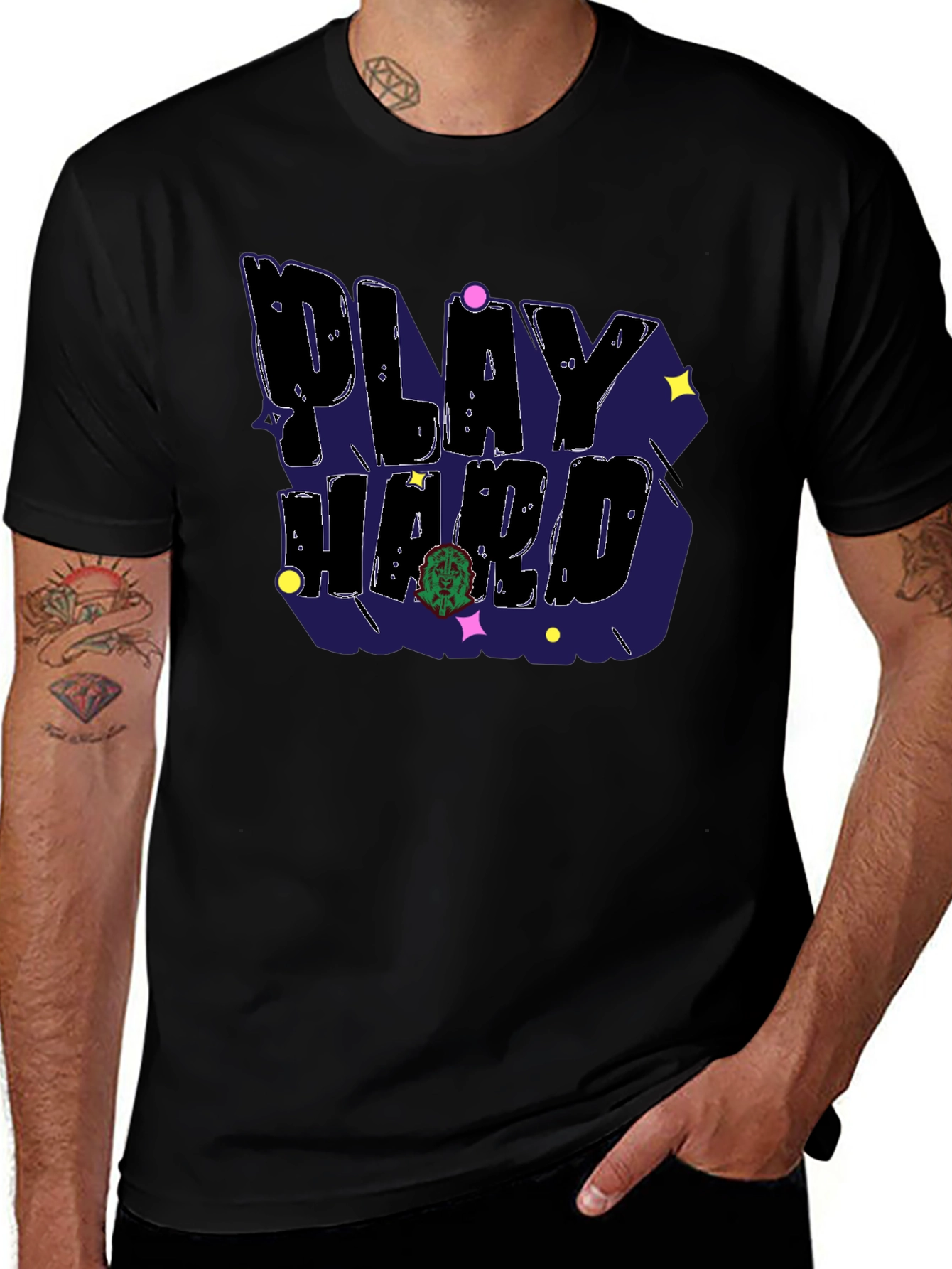 Play Hard Black T-Shirt - Graphic Print Tee
