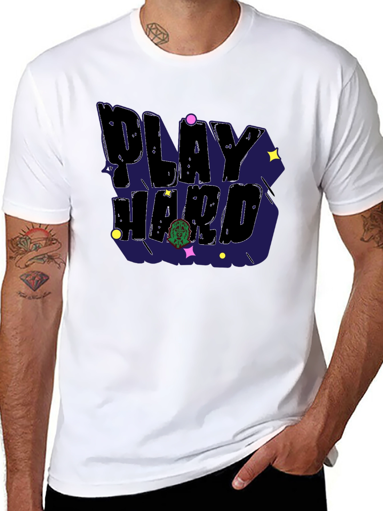Play Hard Black T-Shirt - Graphic Print Tee