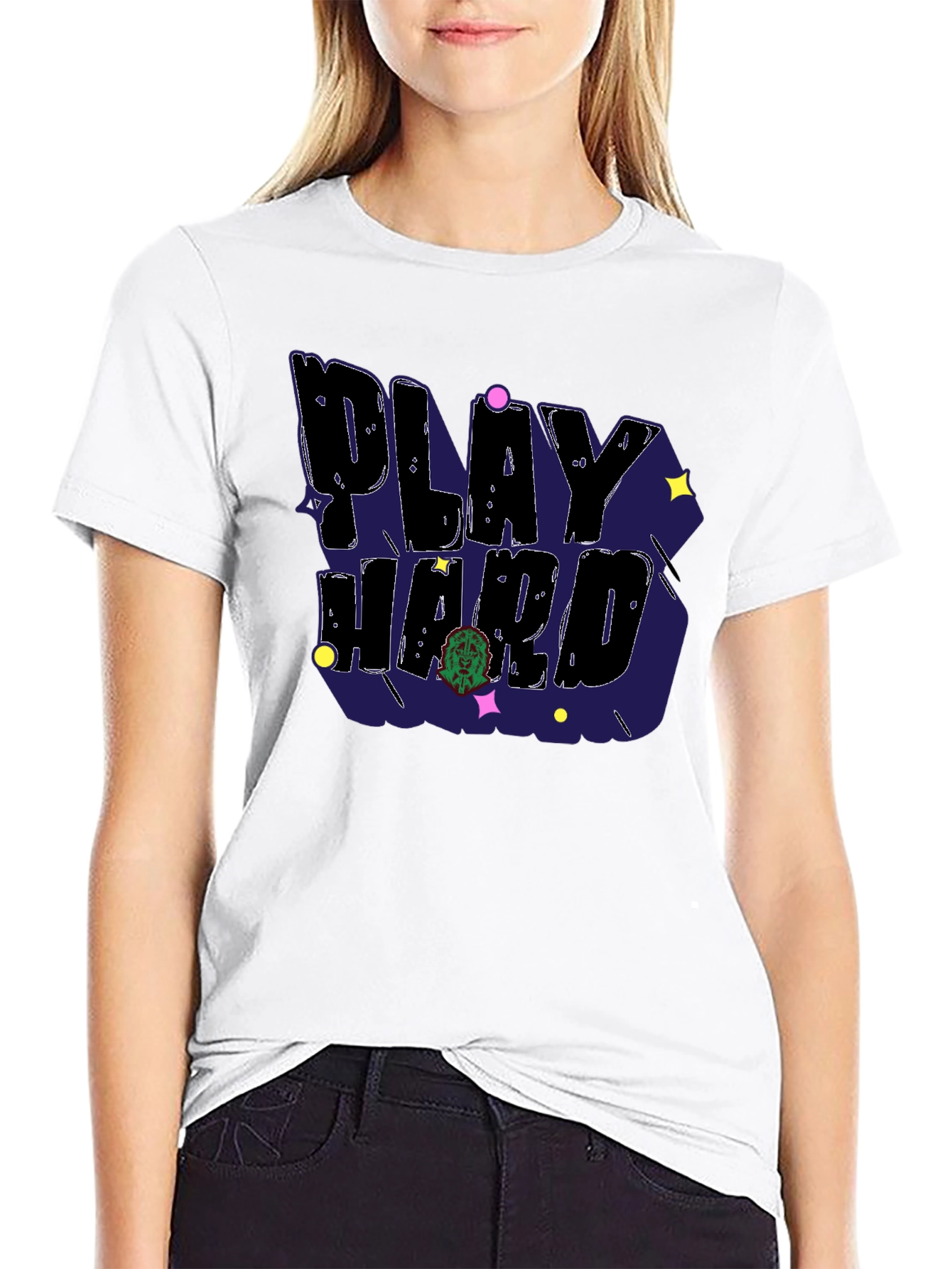 Play Hard Black T-Shirt - Graphic Print Tee