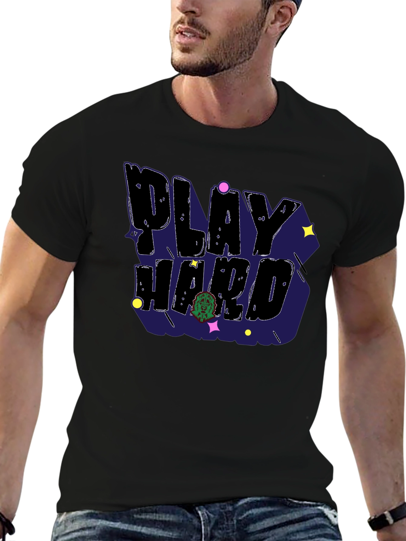 Play Hard Black T-Shirt - Graphic Print Tee