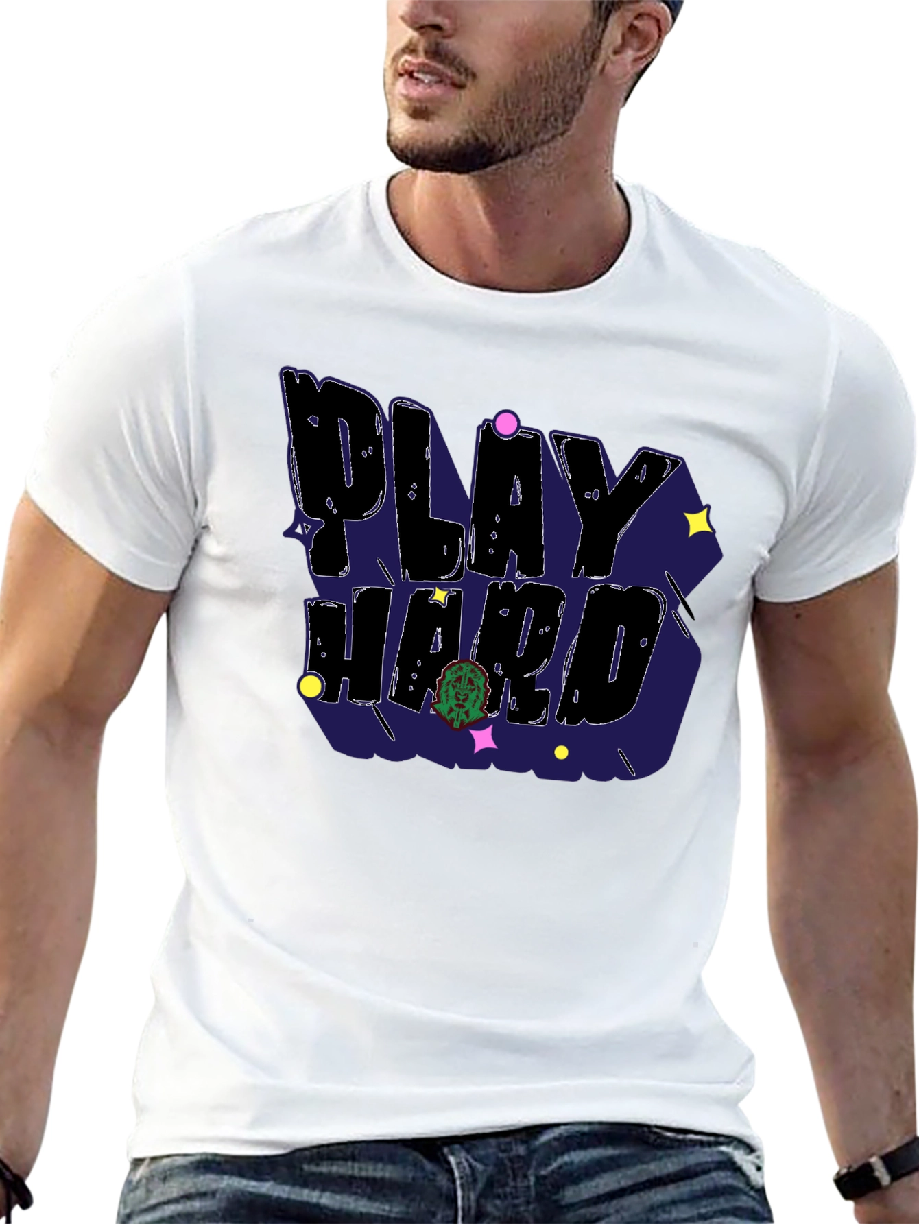 Play Hard Black T-Shirt - Graphic Print Tee