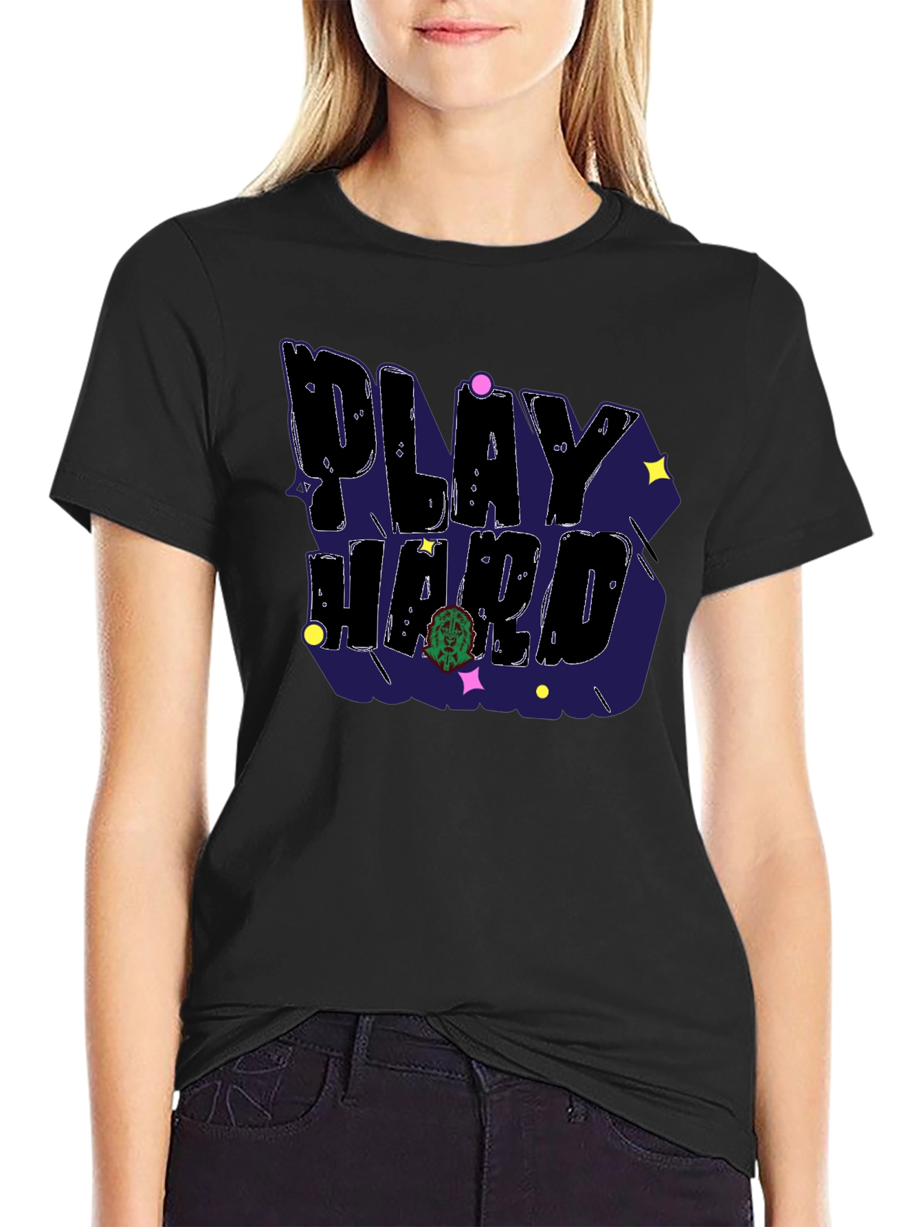 Play Hard Black T-Shirt - Graphic Print Tee