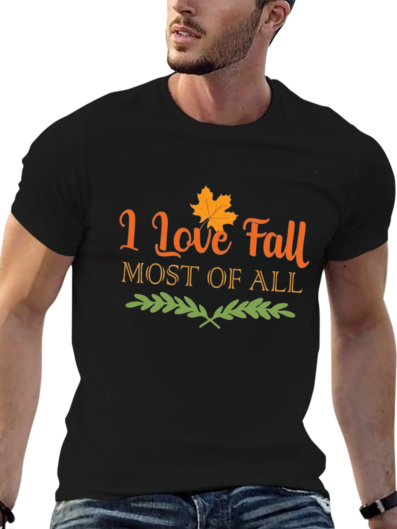 I Love Fall Most of All Black T-Shirt