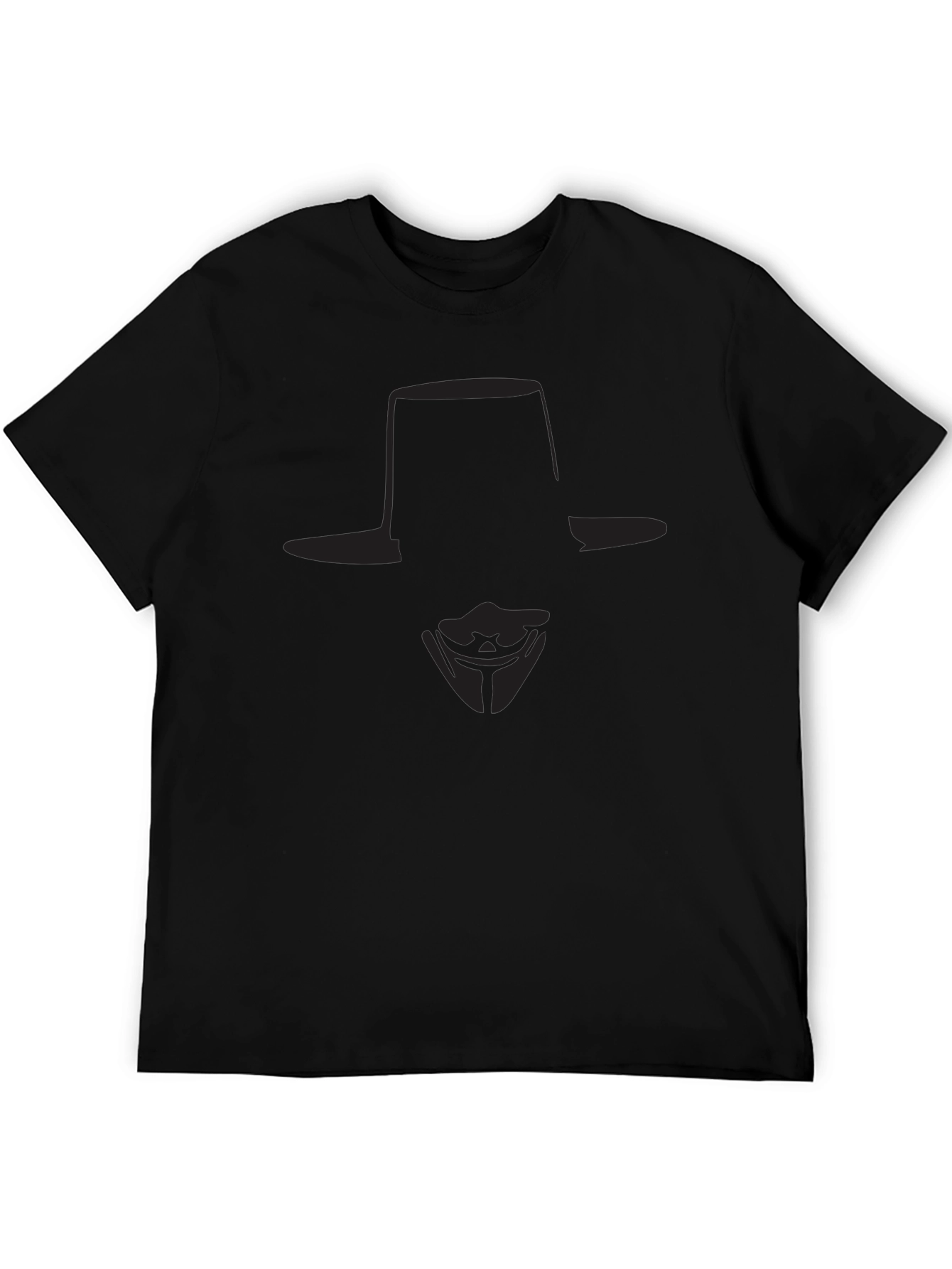 V for Vendetta Mask Graphic T-Shirt - Black