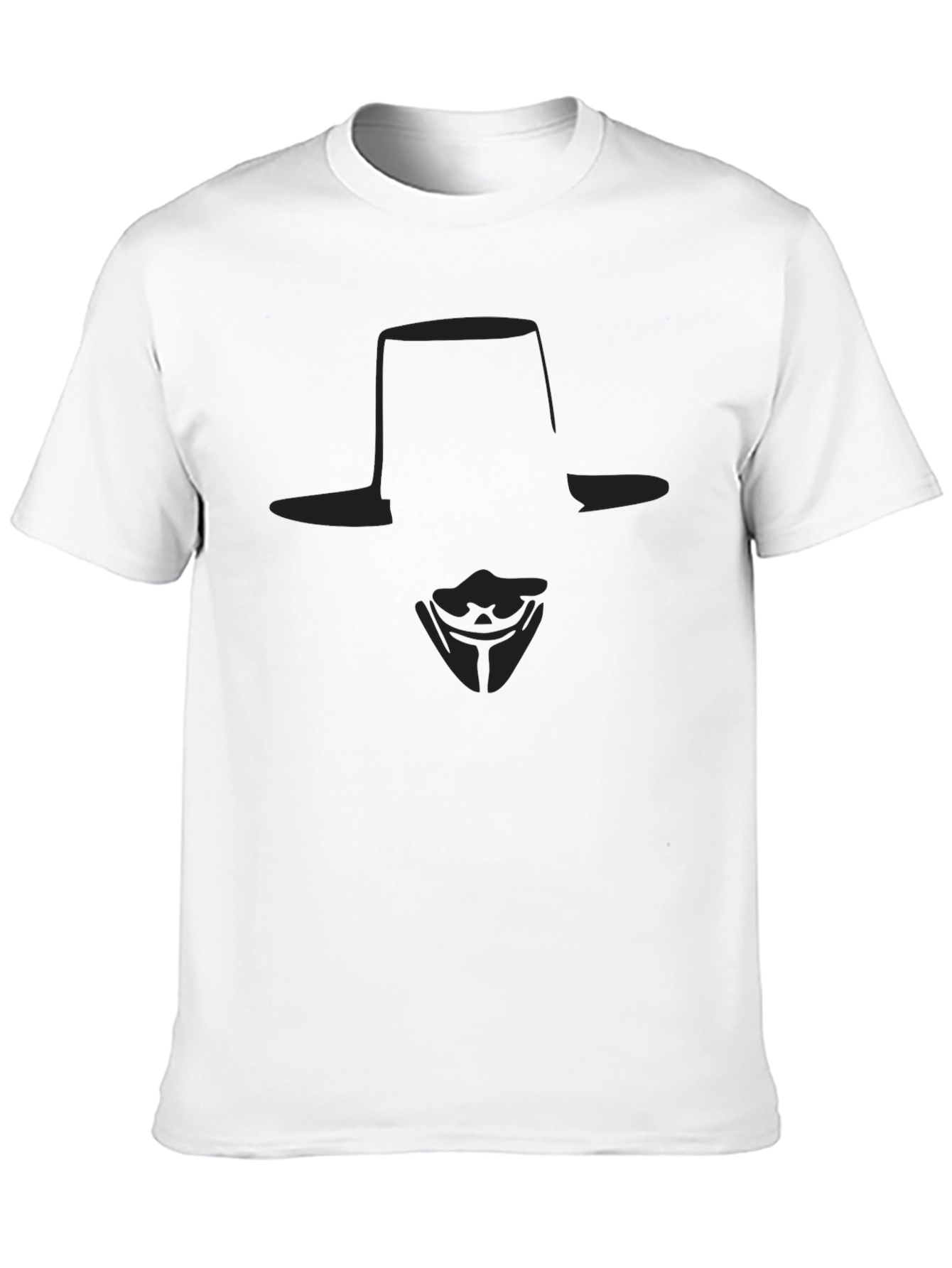 V for Vendetta Mask Graphic T-Shirt - Black