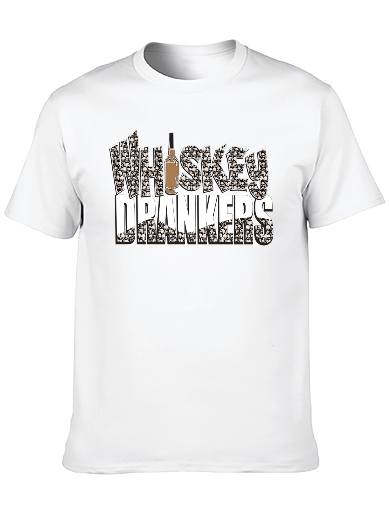Whiskey Drankers Black T-Shirt with Skull Design