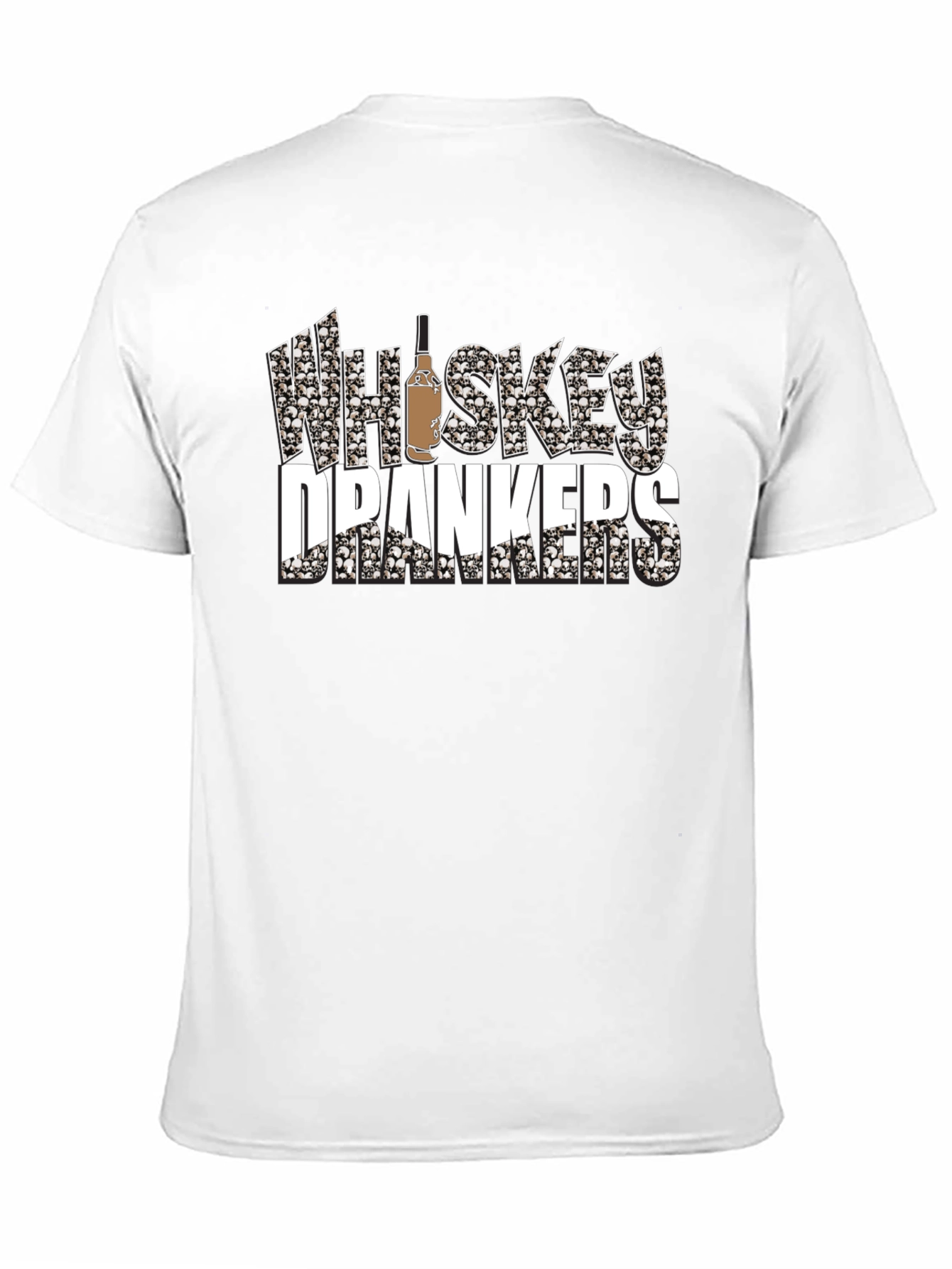 Whiskey Drankers Black T-Shirt with Skull Design