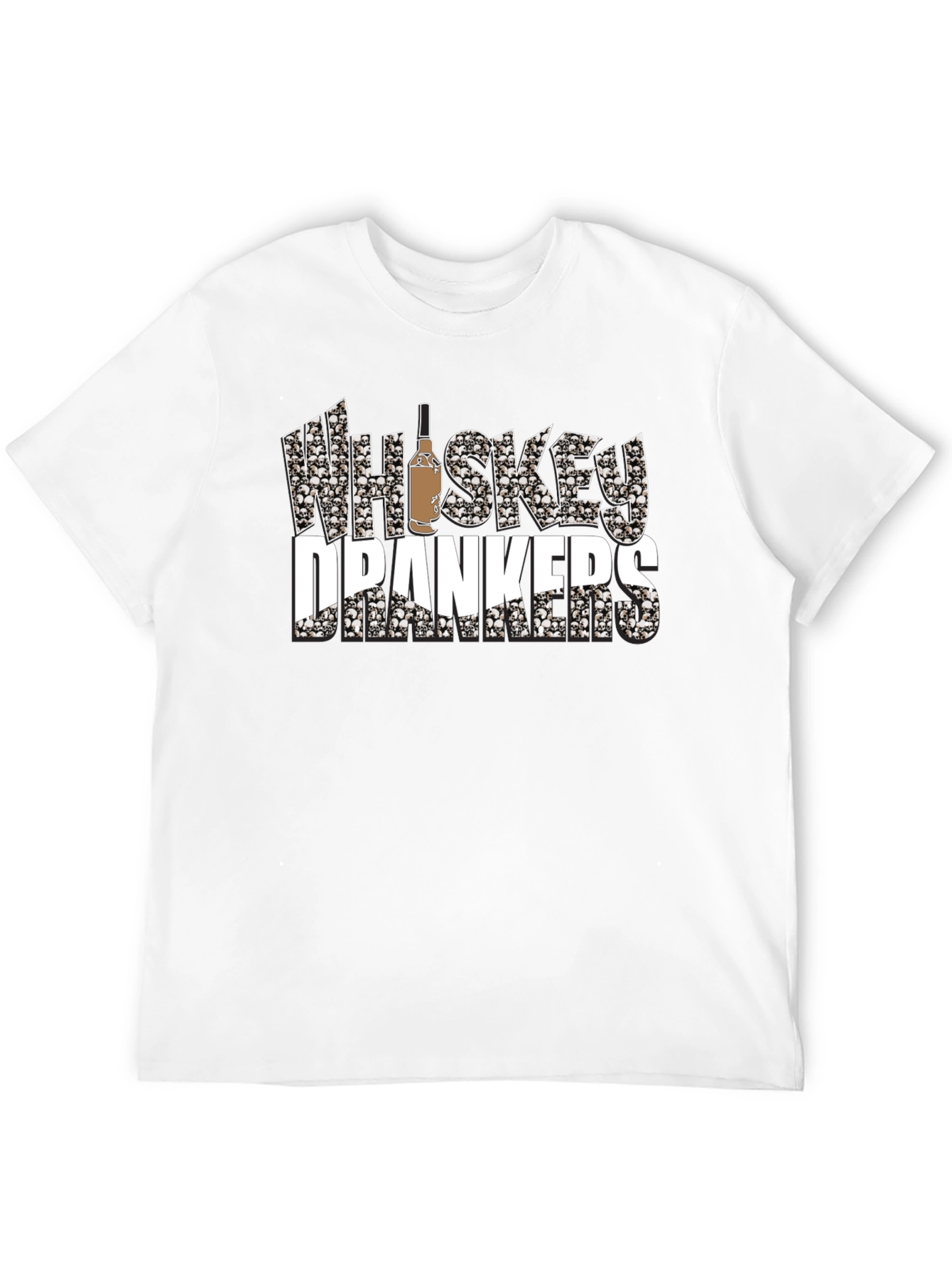 Whiskey Drankers Black T-Shirt with Skull Design