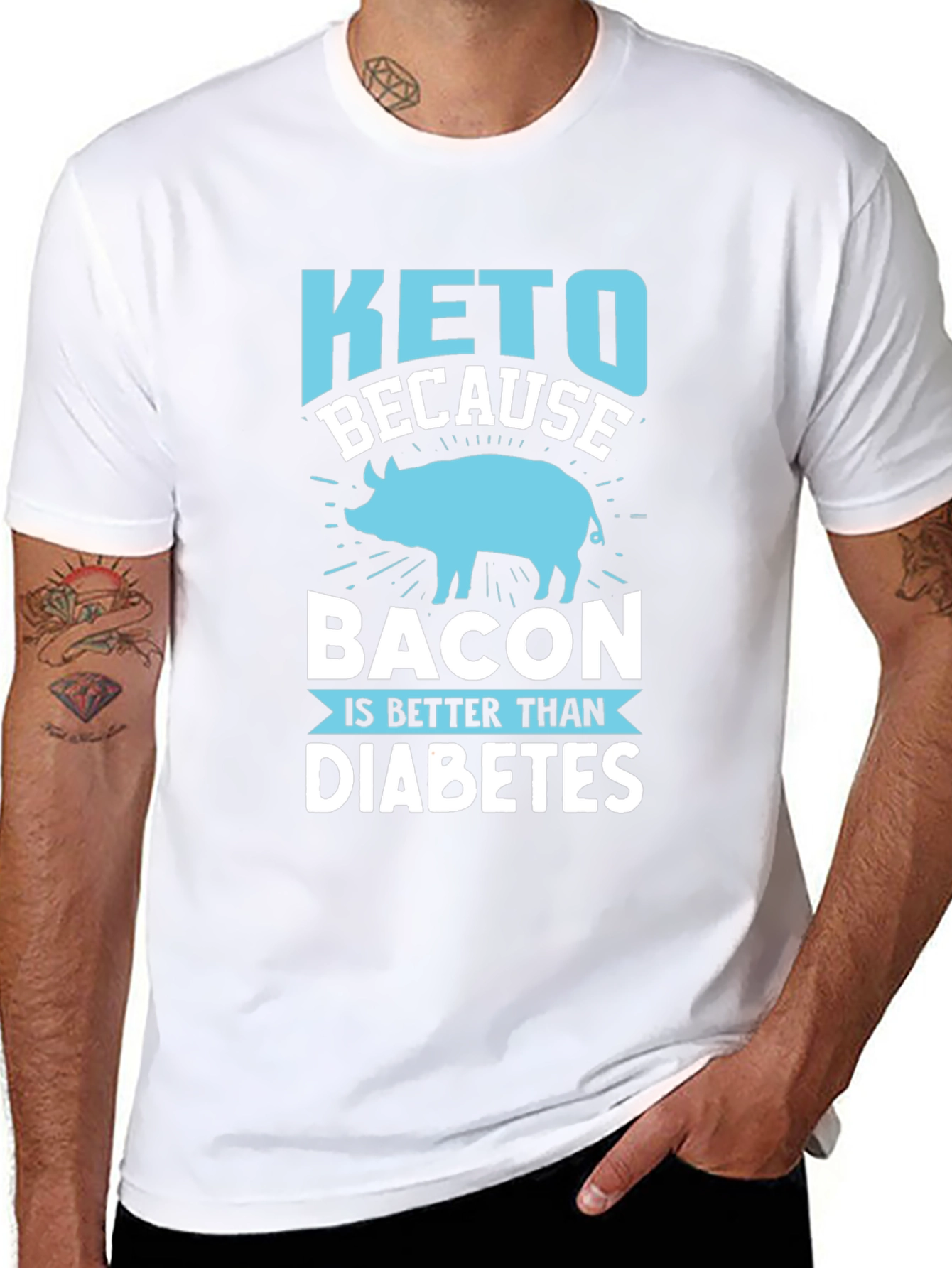Keto Bacon Better Than Diabetes Black Graphic Tee