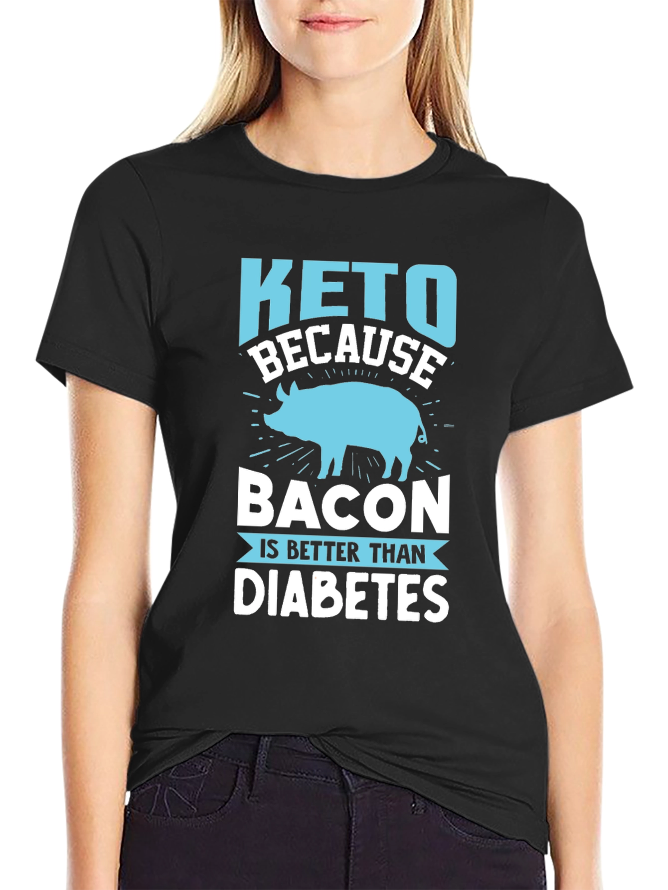 Keto Bacon Better Than Diabetes Black Graphic Tee