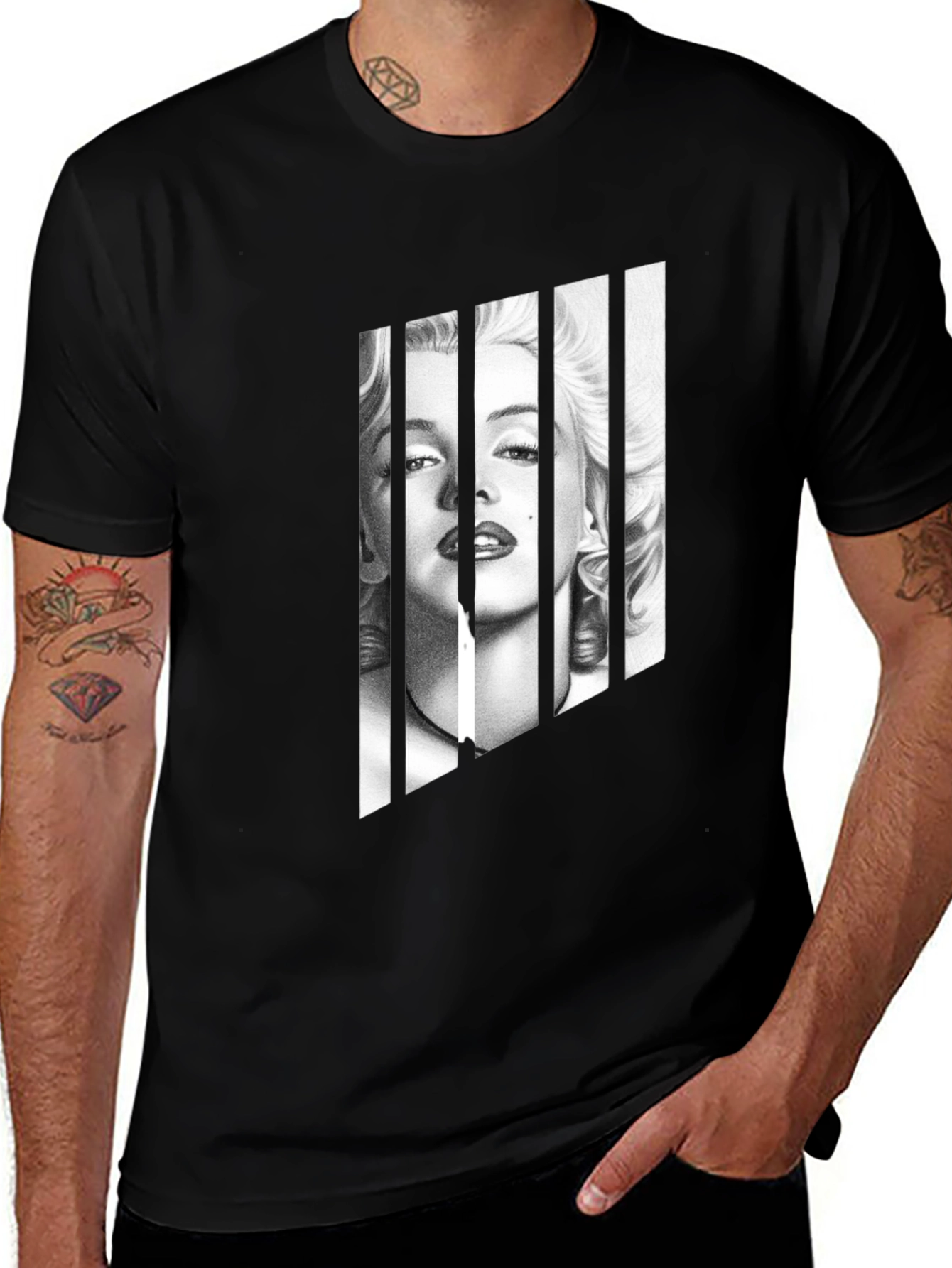 Marilyn Monroe Portrait Tee - Black Graphic T-Shirt
