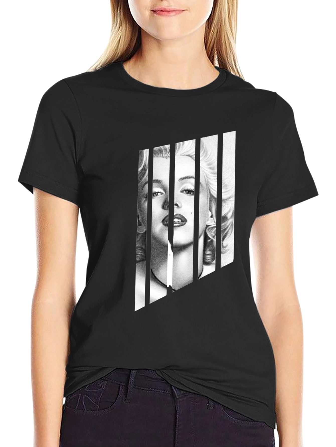 Marilyn Monroe Portrait Tee - Black Graphic T-Shirt