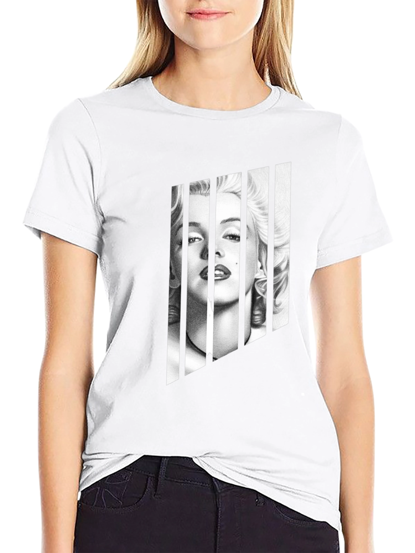 Marilyn Monroe Portrait Tee - Black Graphic T-Shirt