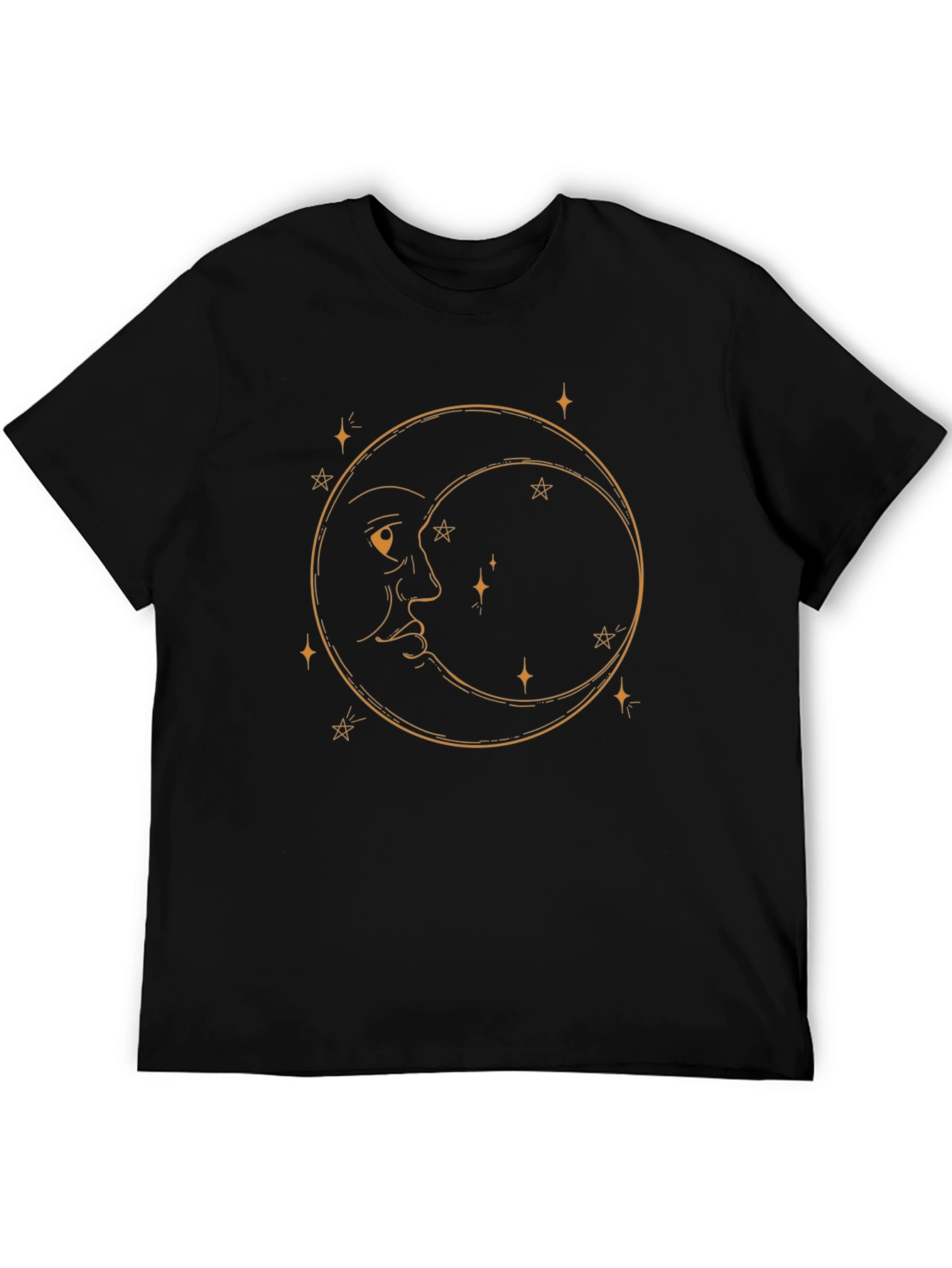 Celestial Moon Graphic Tee - Black Cotton Comfort